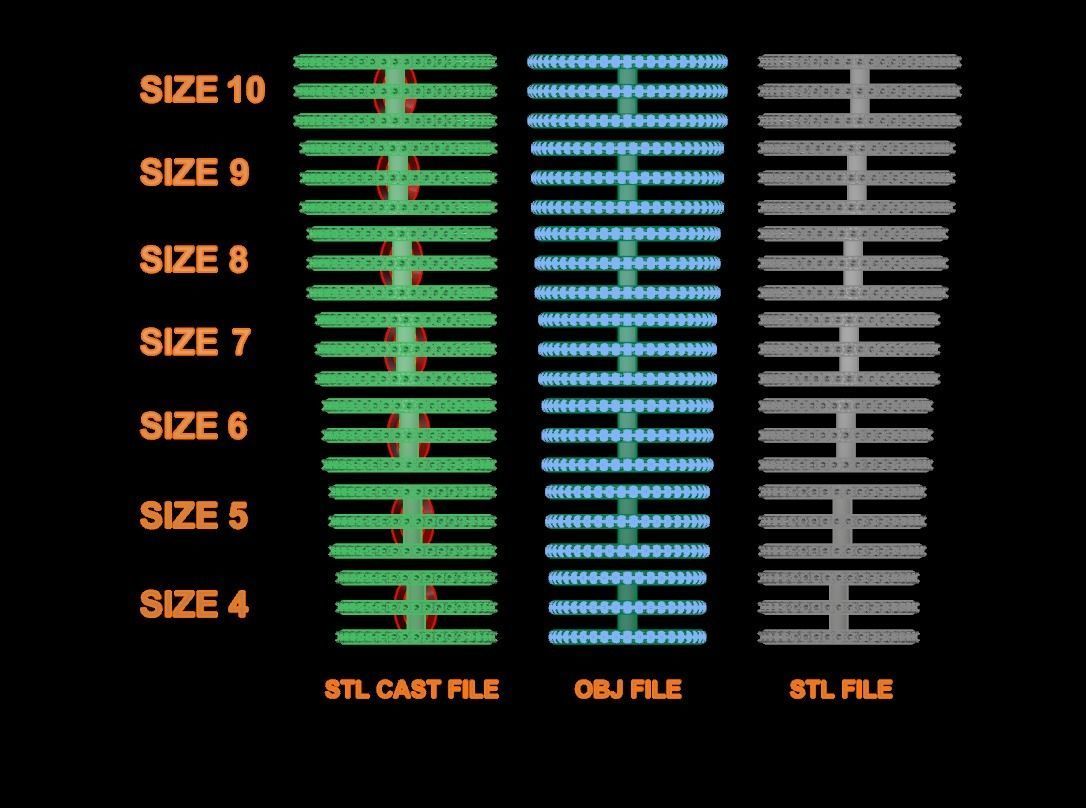 TRIPLE DIAMOND ROW BAND RING MIX SIZE 4 5 6 7 8 9 10 3D print model_7