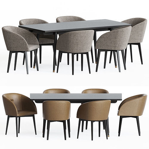 Dining Set table and chairs 3D model
