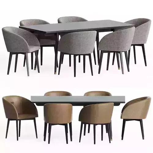Dining Set table and chairs 3D model