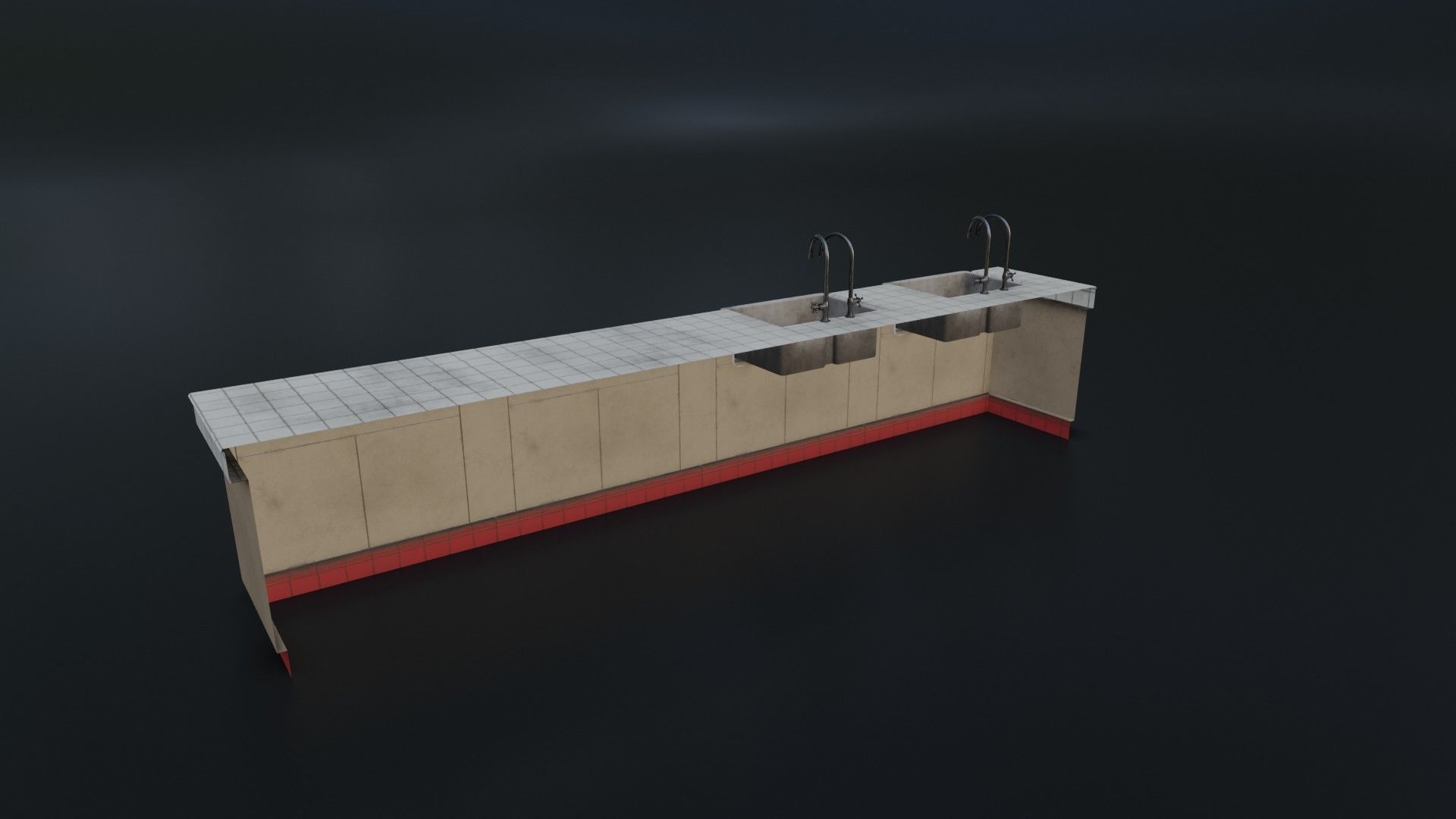Modular Dirty Kitchen Counter Low-poly 3D model_18
