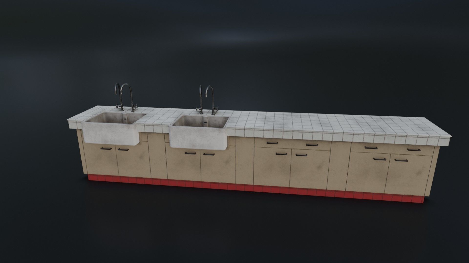 Modular Dirty Kitchen Counter Low-poly 3D model_5