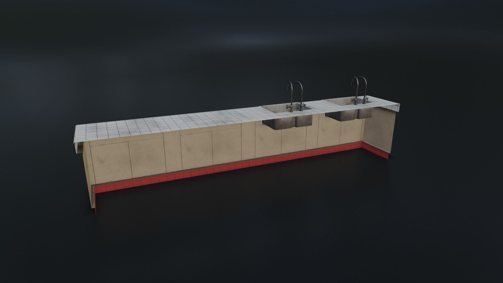 Modular Dirty Kitchen Counter Low-poly 3D model_19