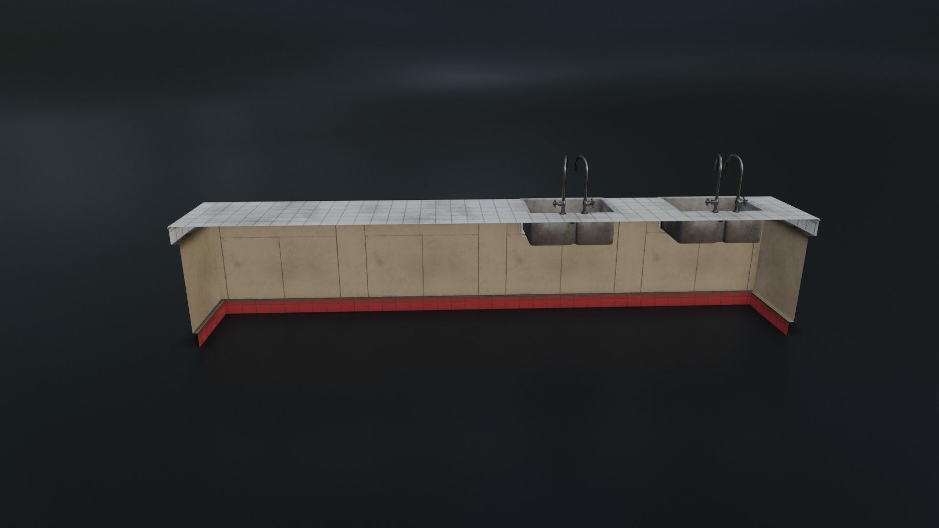 Modular Dirty Kitchen Counter Low-poly 3D model_21