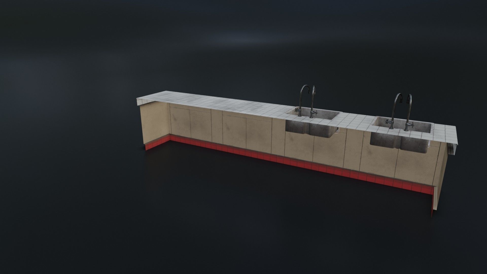 Modular Dirty Kitchen Counter Low-poly 3D model_24