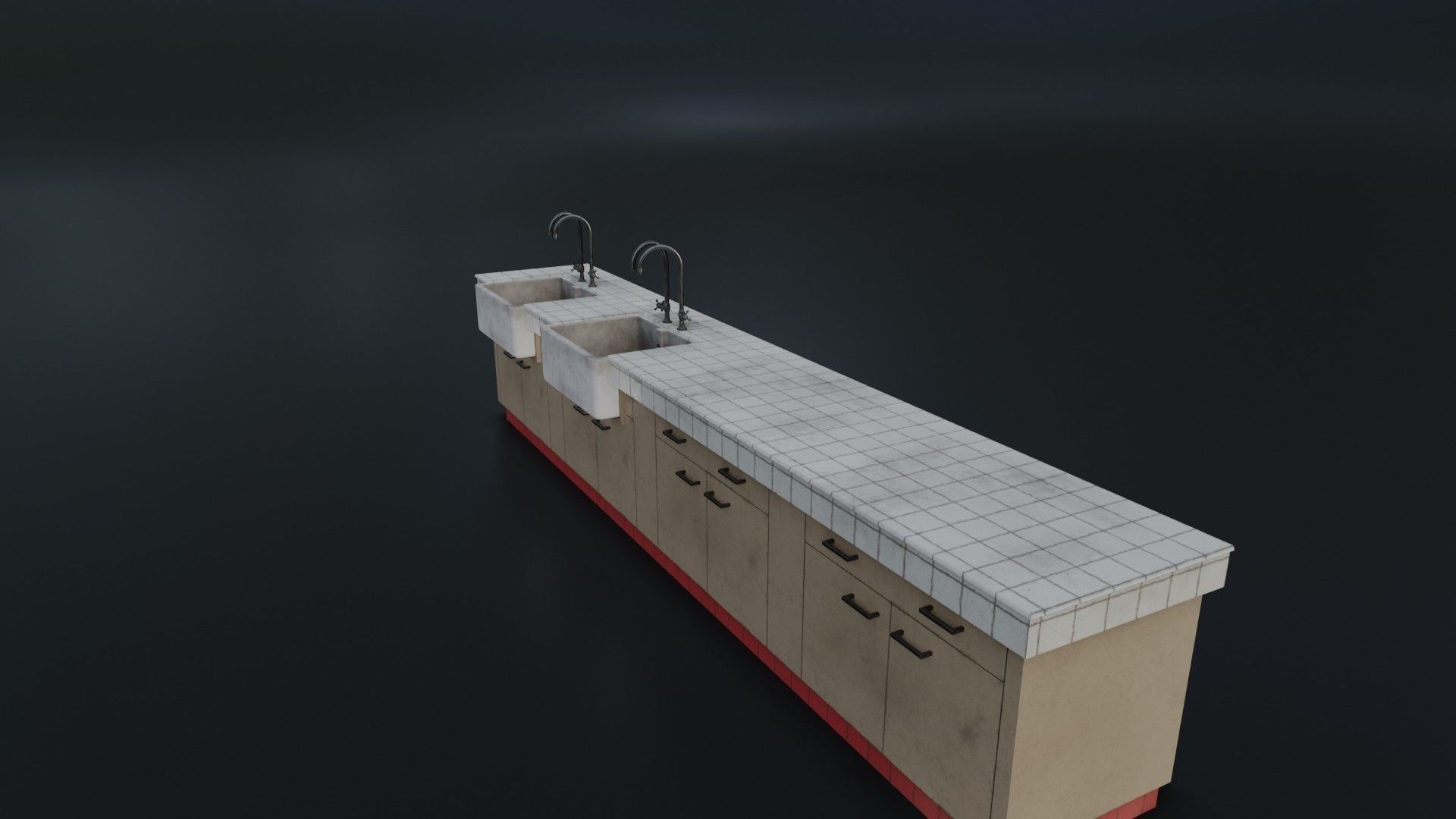 Modular Dirty Kitchen Counter Low-poly 3D model_10