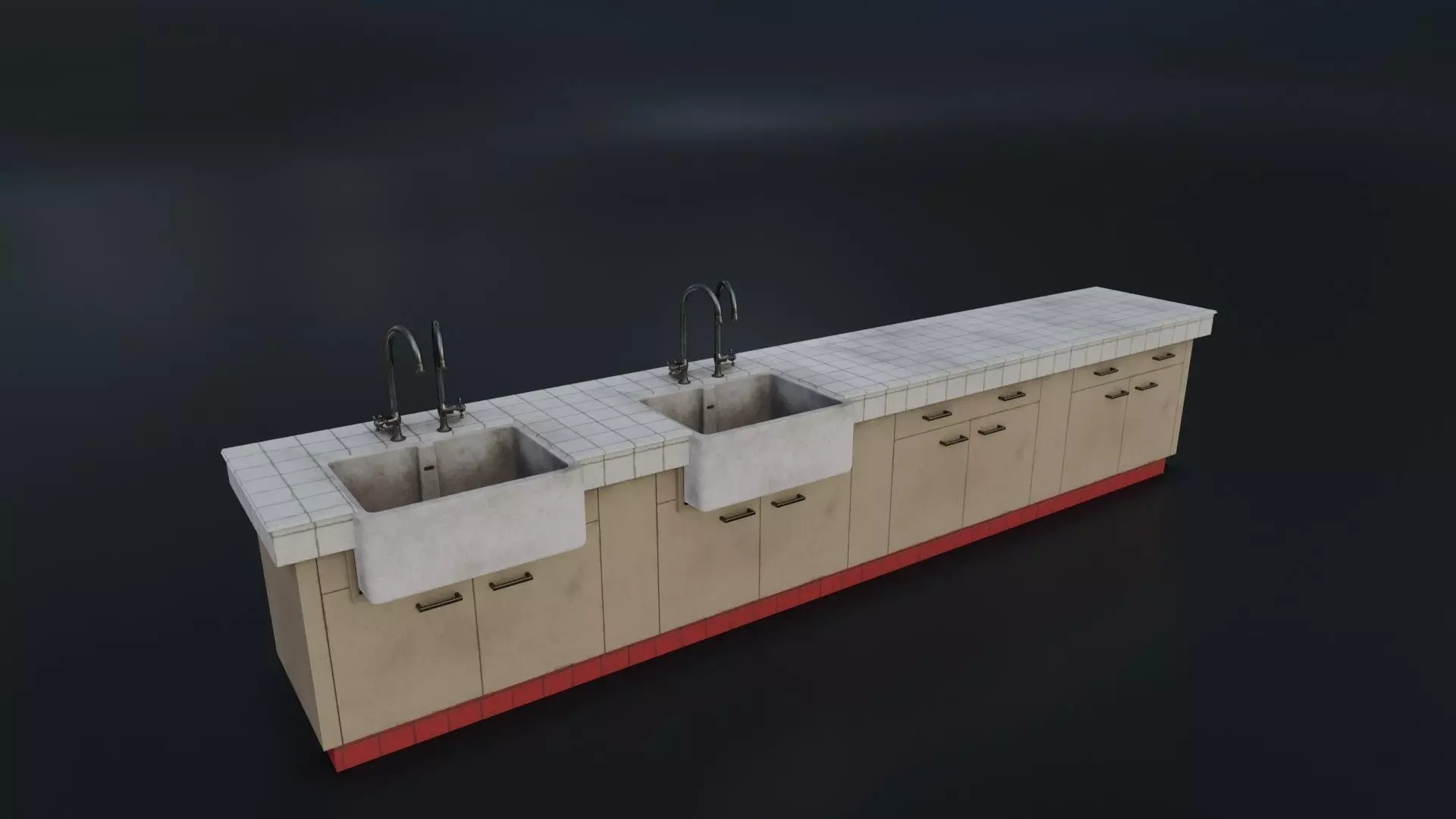 Modular Dirty Kitchen Counter Low-poly 3D model_0
