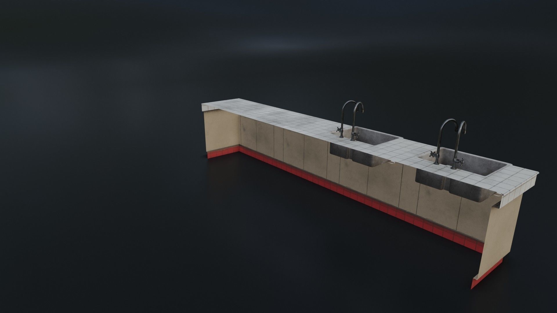 Modular Dirty Kitchen Counter Low-poly 3D model_26