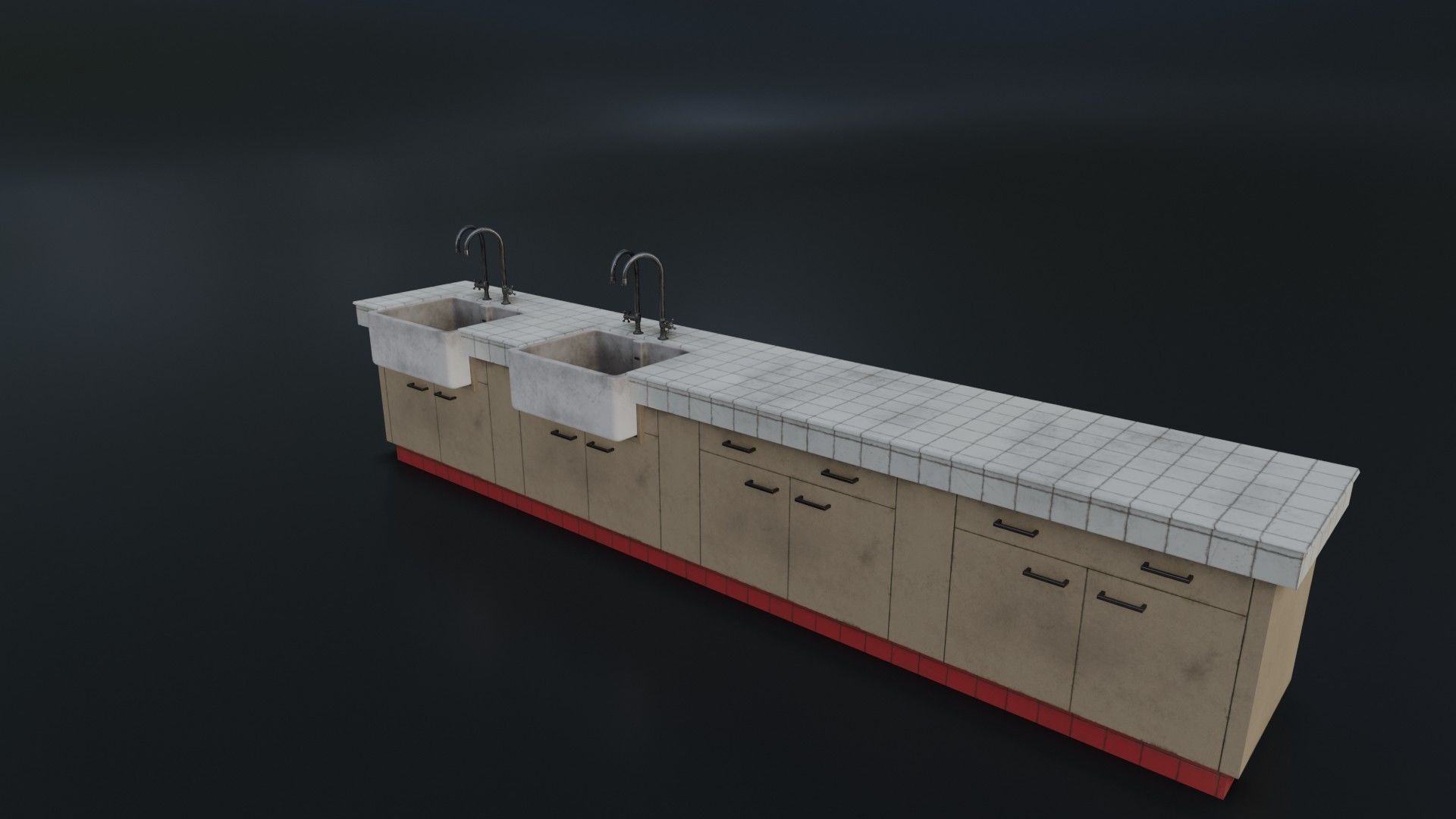 Modular Dirty Kitchen Counter Low-poly 3D model_8