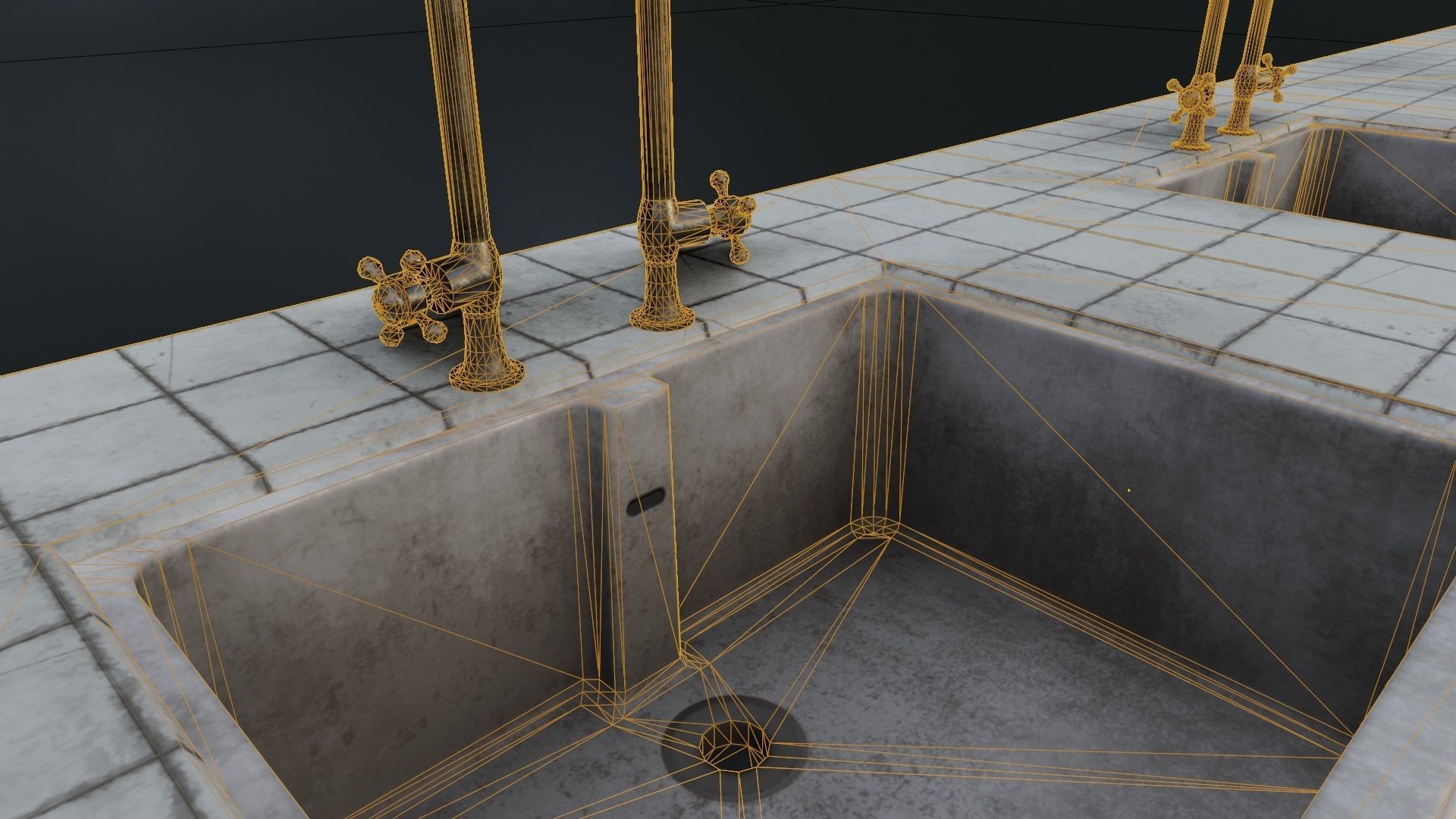 Modular Dirty Kitchen Counter Low-poly 3D model_37