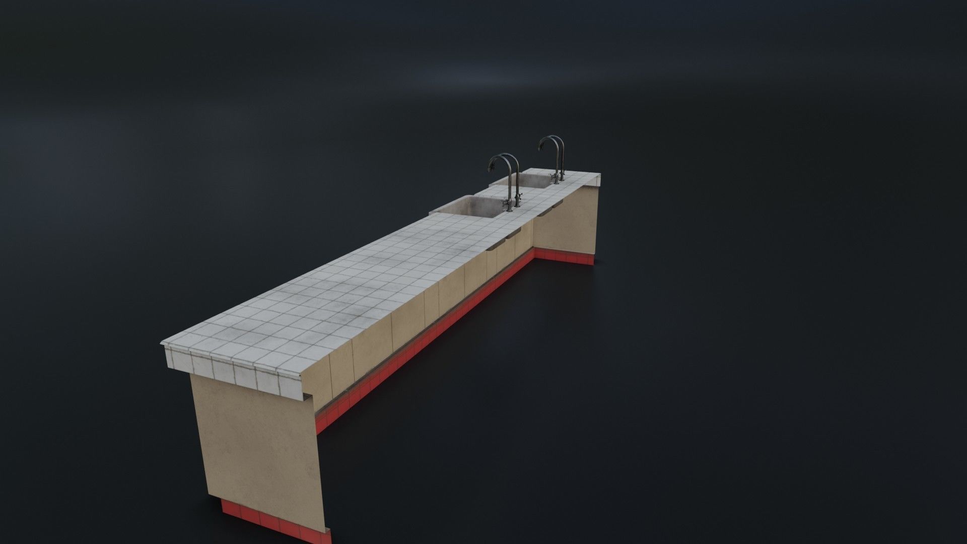 Modular Dirty Kitchen Counter Low-poly 3D model_15