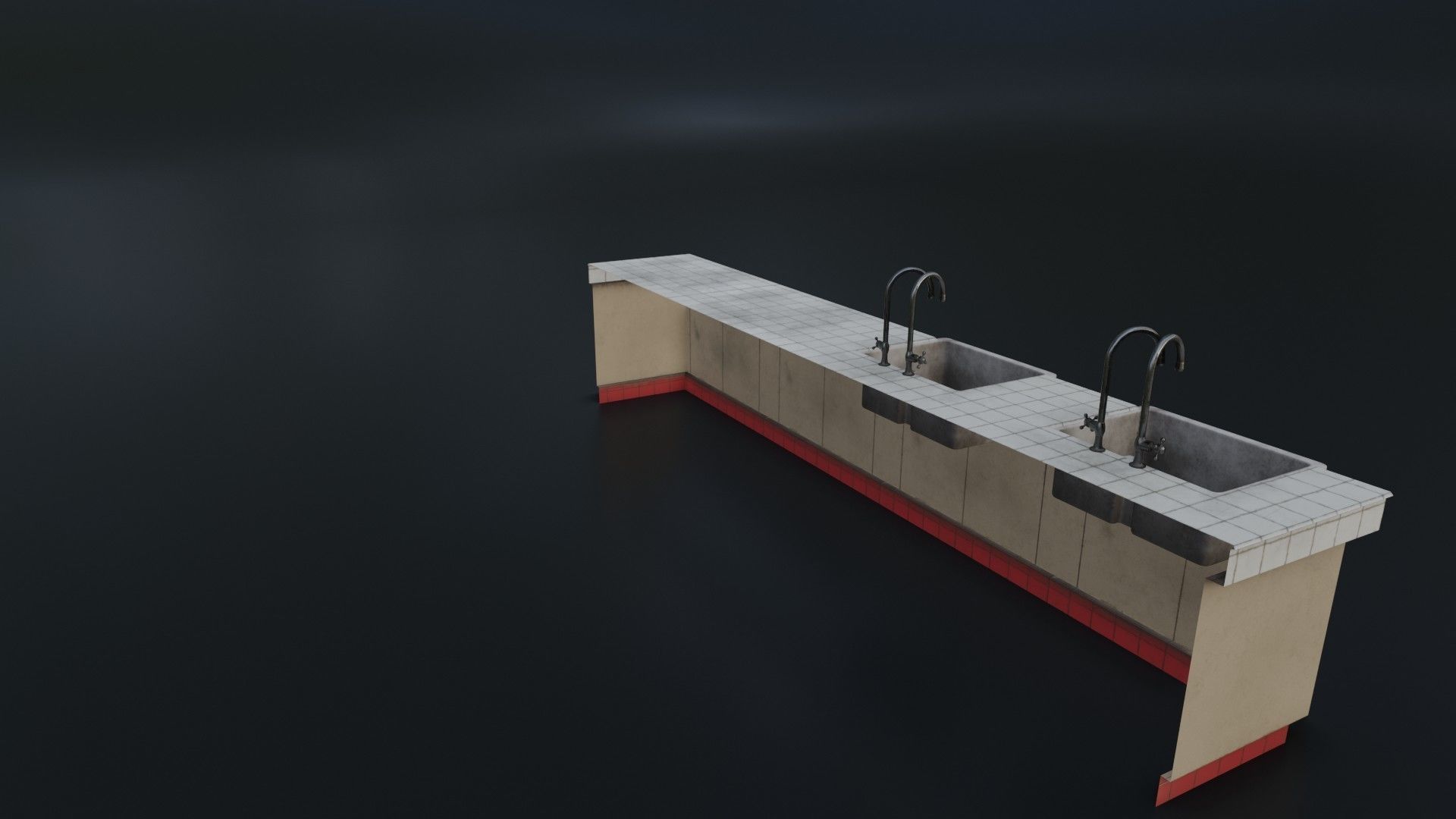 Modular Dirty Kitchen Counter Low-poly 3D model_27