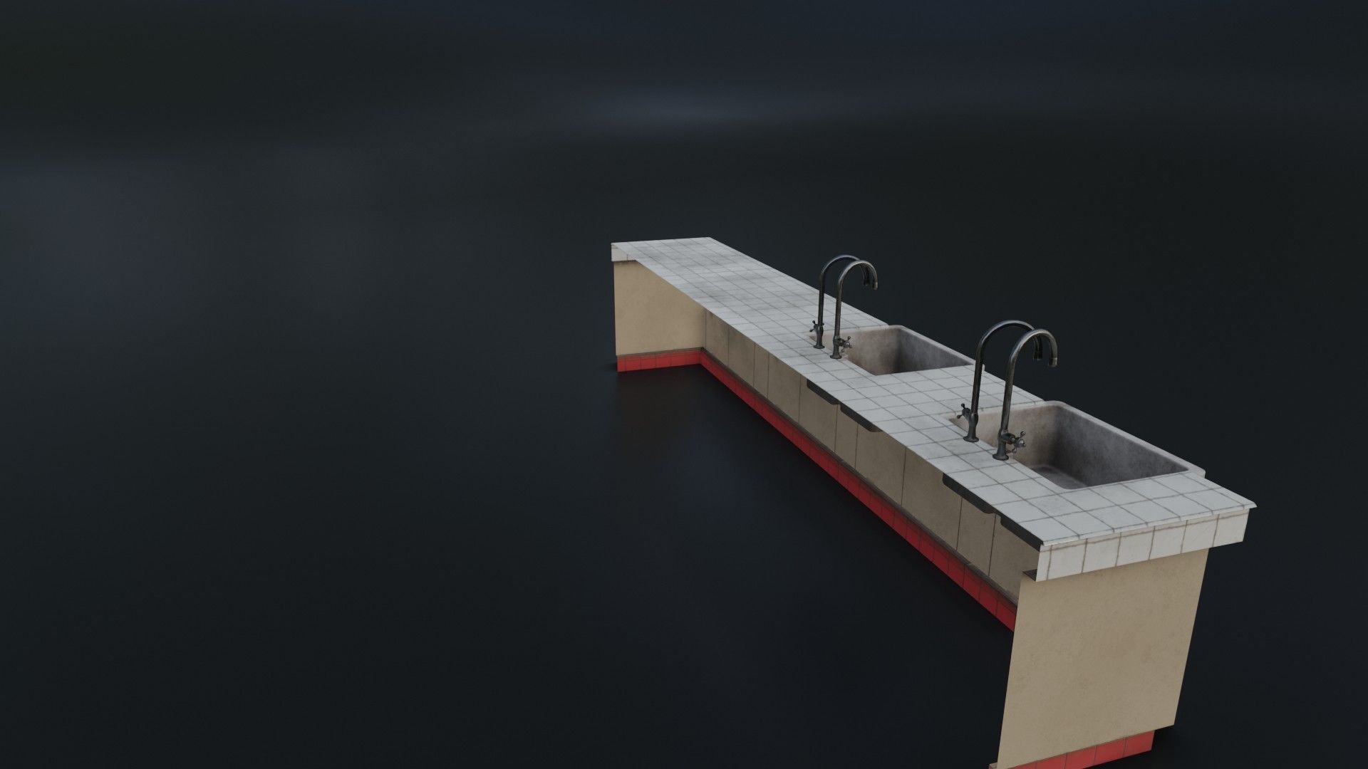 Modular Dirty Kitchen Counter Low-poly 3D model_28