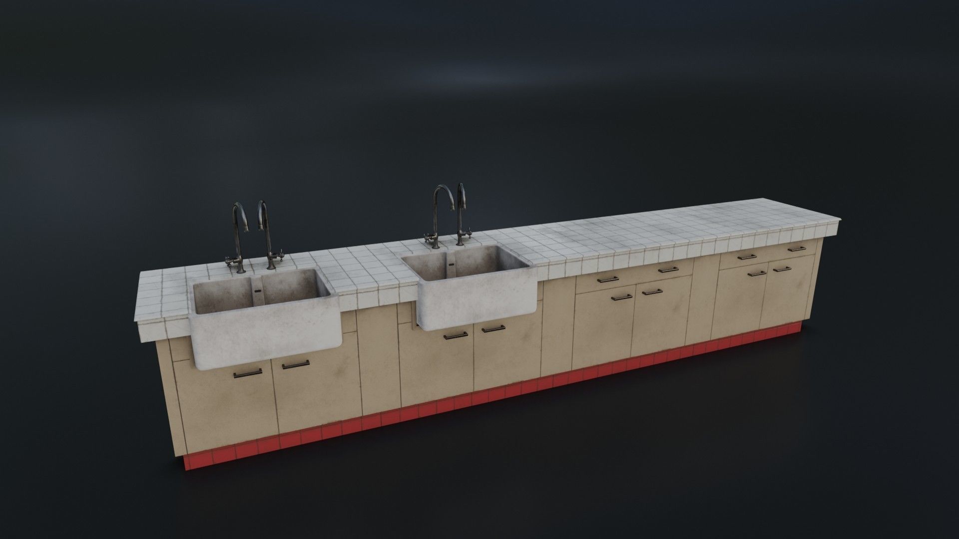 Modular Dirty Kitchen Counter Low-poly 3D model_2