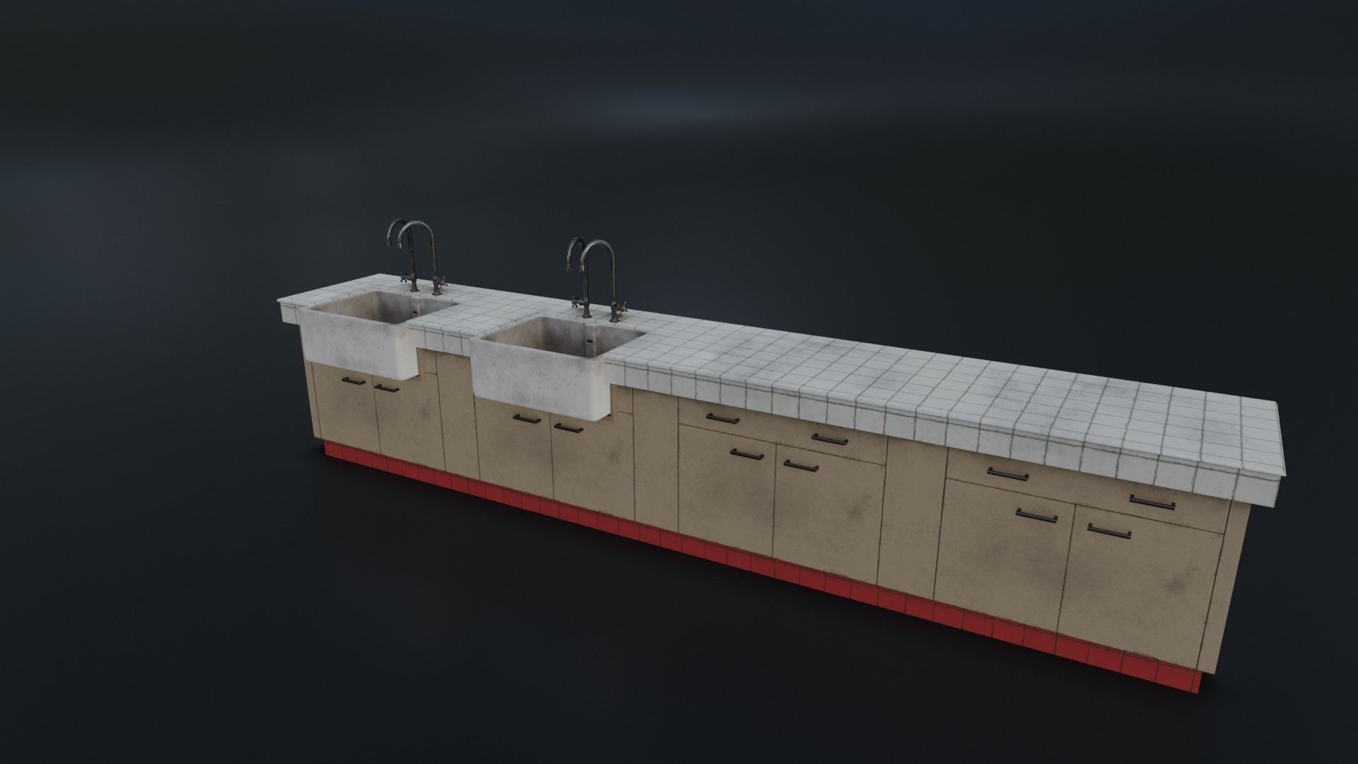 Modular Dirty Kitchen Counter Low-poly 3D model_7