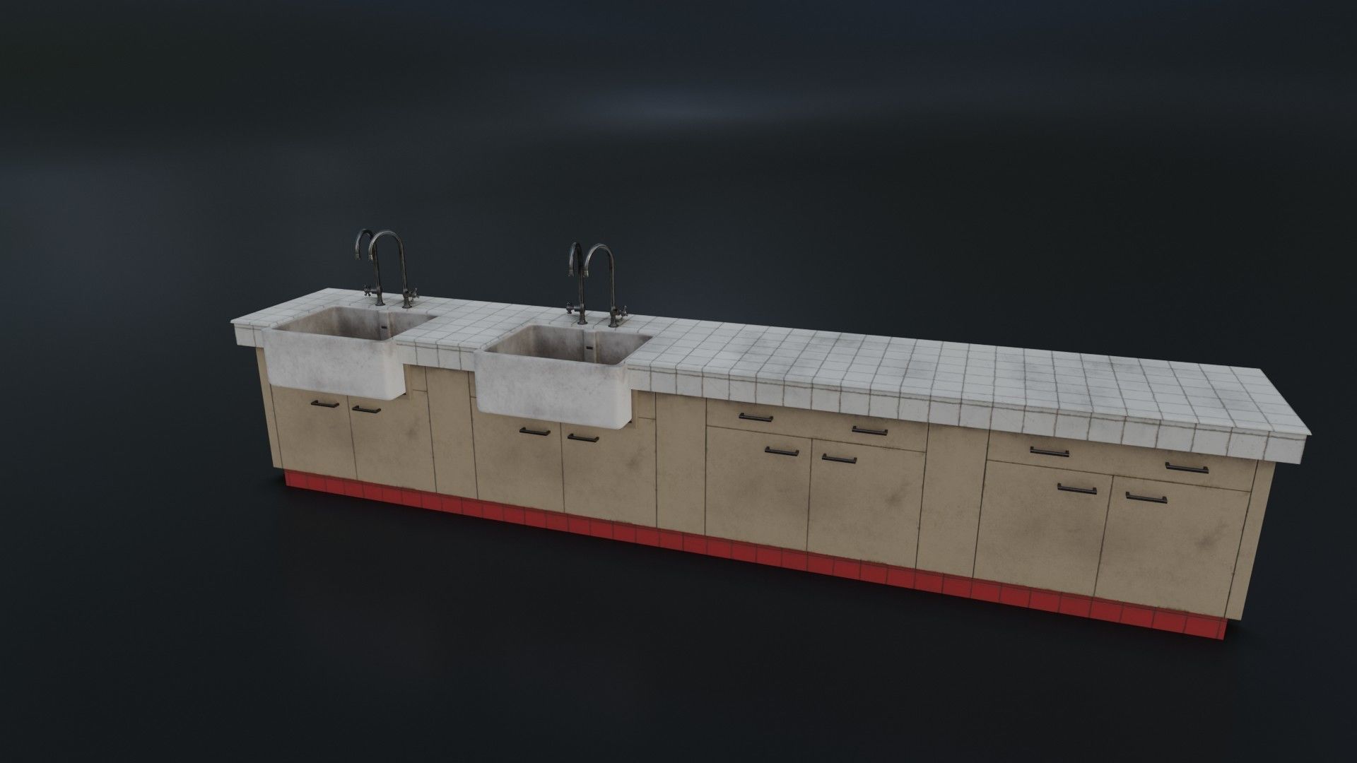 Modular Dirty Kitchen Counter Low-poly 3D model_6