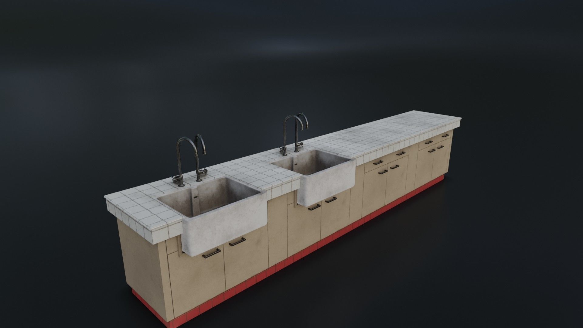 Modular Dirty Kitchen Counter Low-poly 3D model_34
