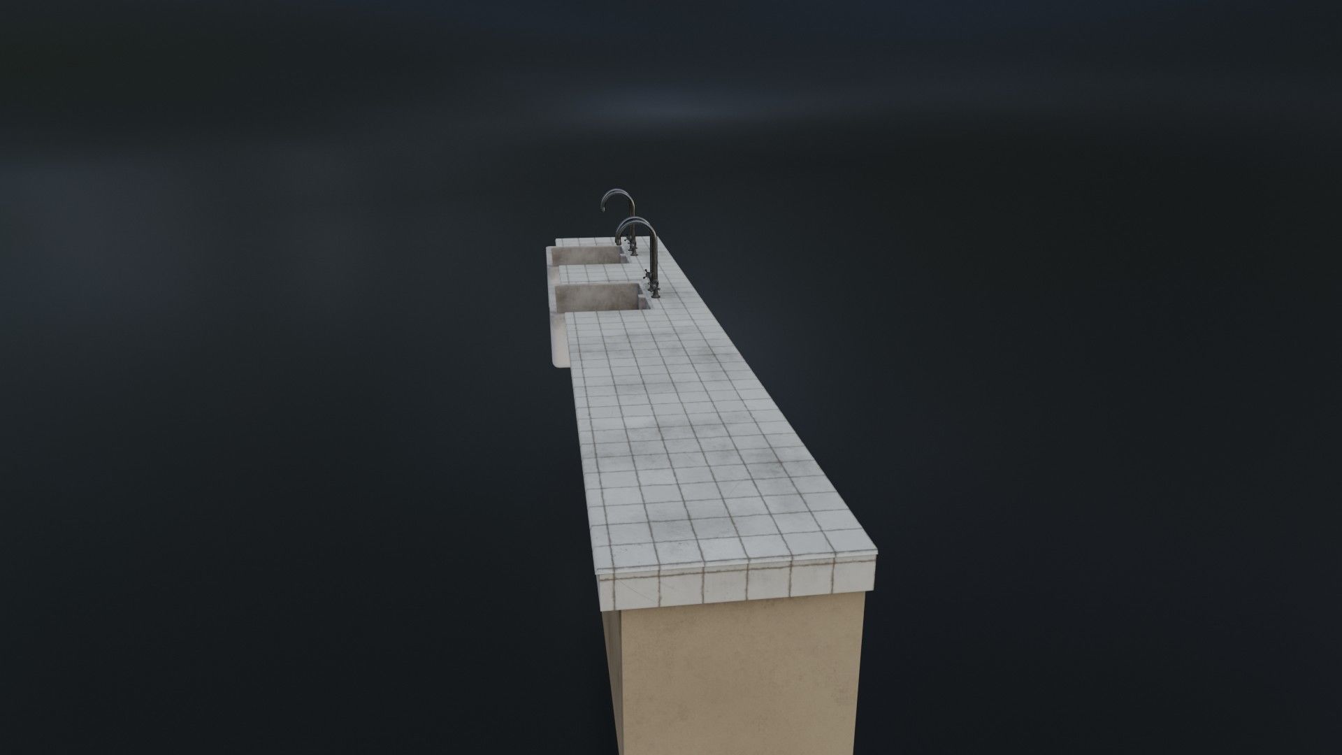 Modular Dirty Kitchen Counter Low-poly 3D model_12