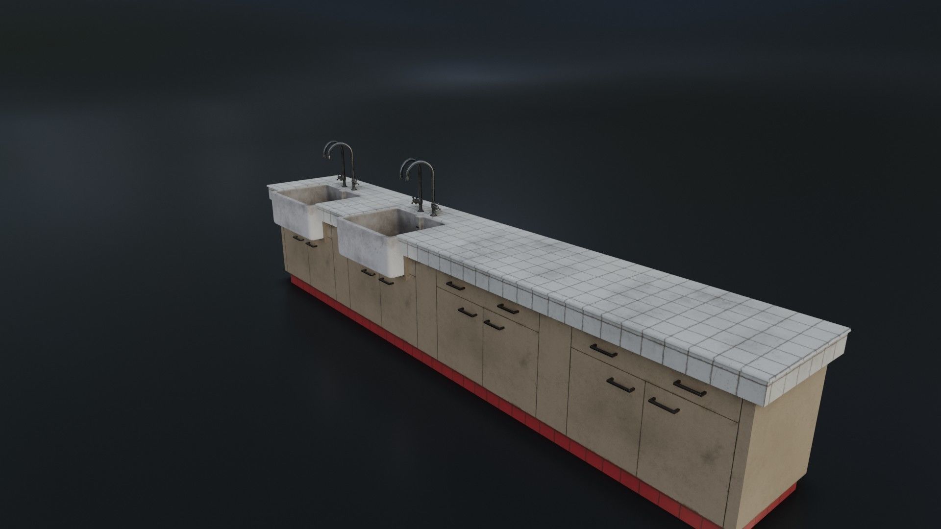 Modular Dirty Kitchen Counter Low-poly 3D model_9