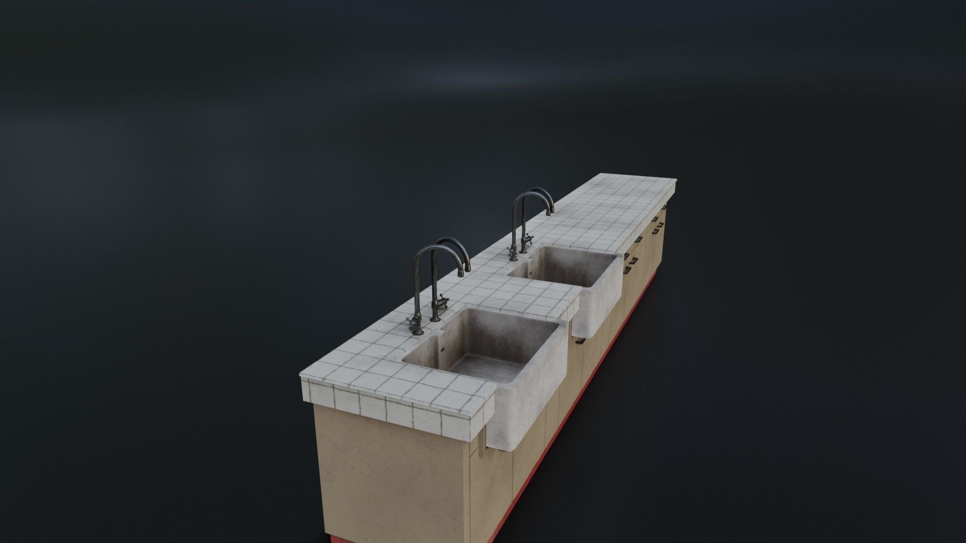 Modular Dirty Kitchen Counter Low-poly 3D model_32