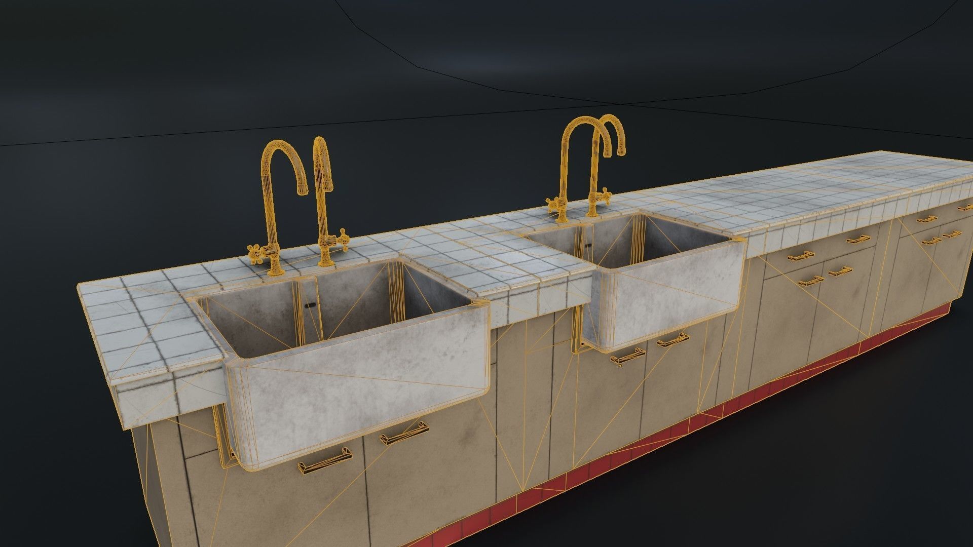 Modular Dirty Kitchen Counter Low-poly 3D model_36