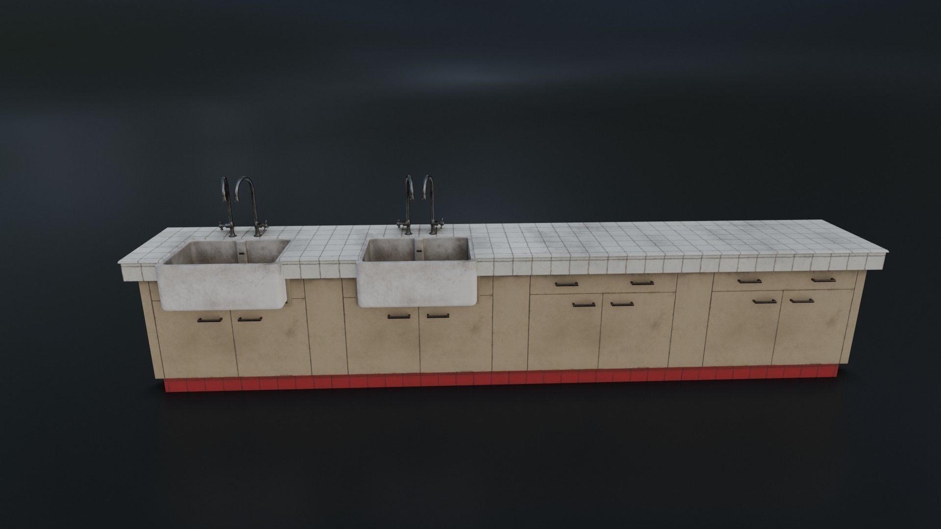 Modular Dirty Kitchen Counter Low-poly 3D model_4