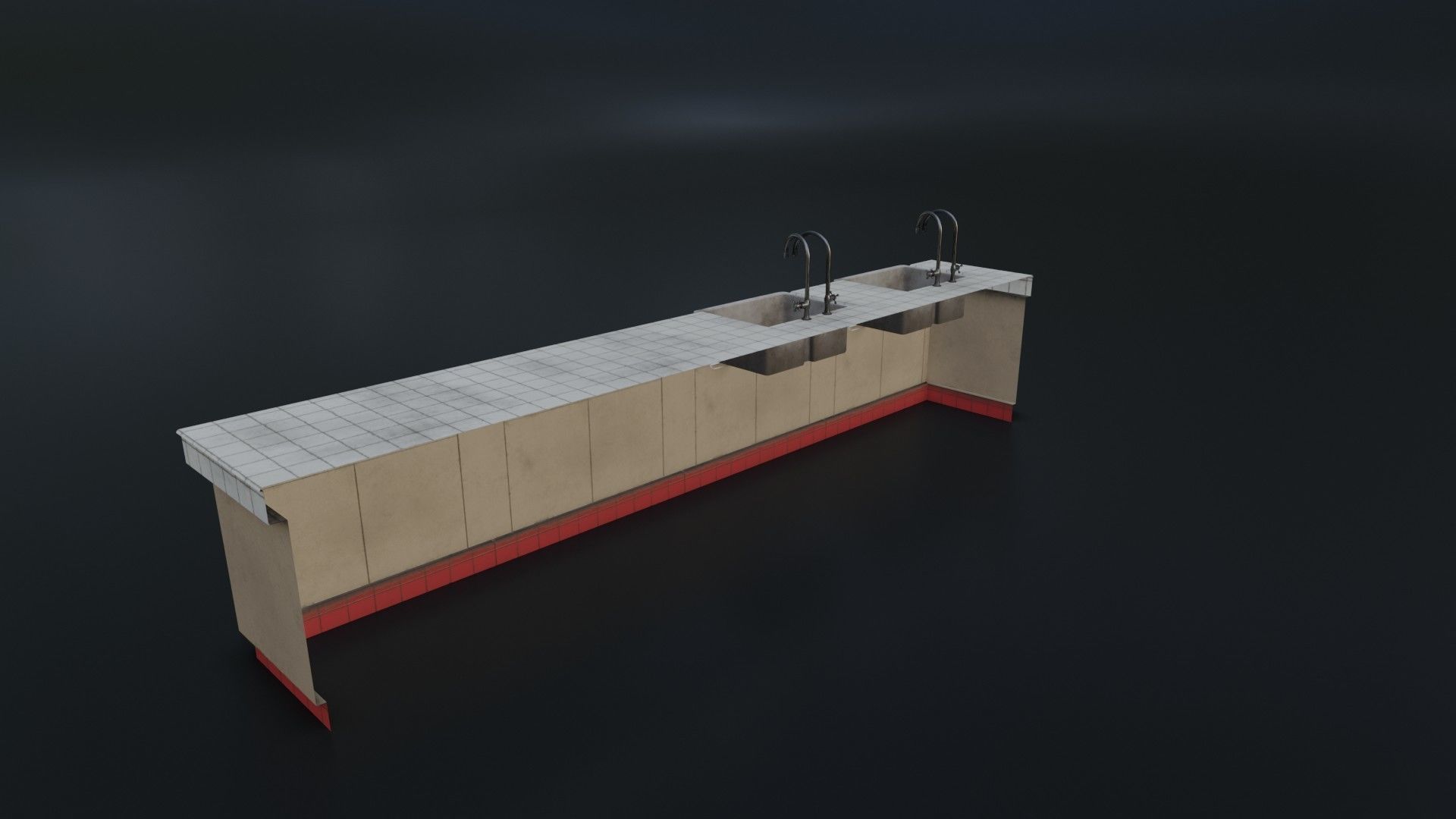 Modular Dirty Kitchen Counter Low-poly 3D model_17