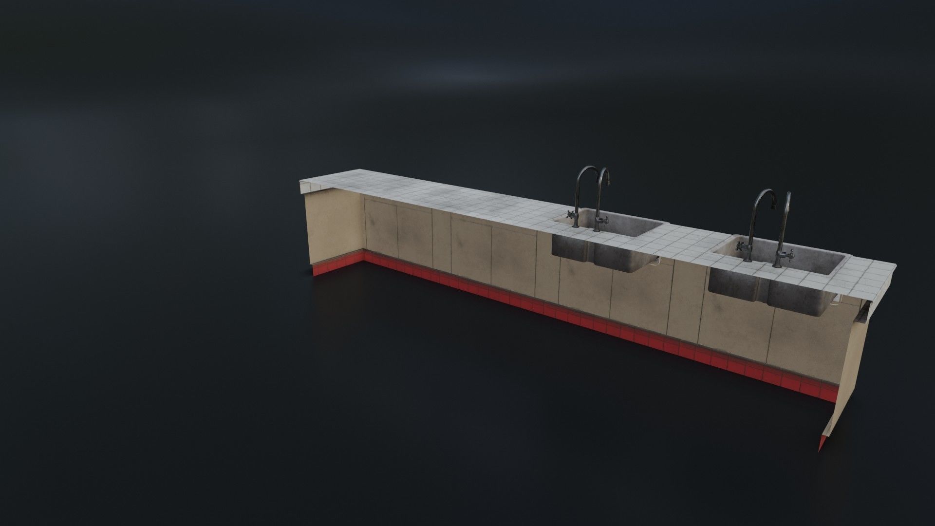 Modular Dirty Kitchen Counter Low-poly 3D model_25