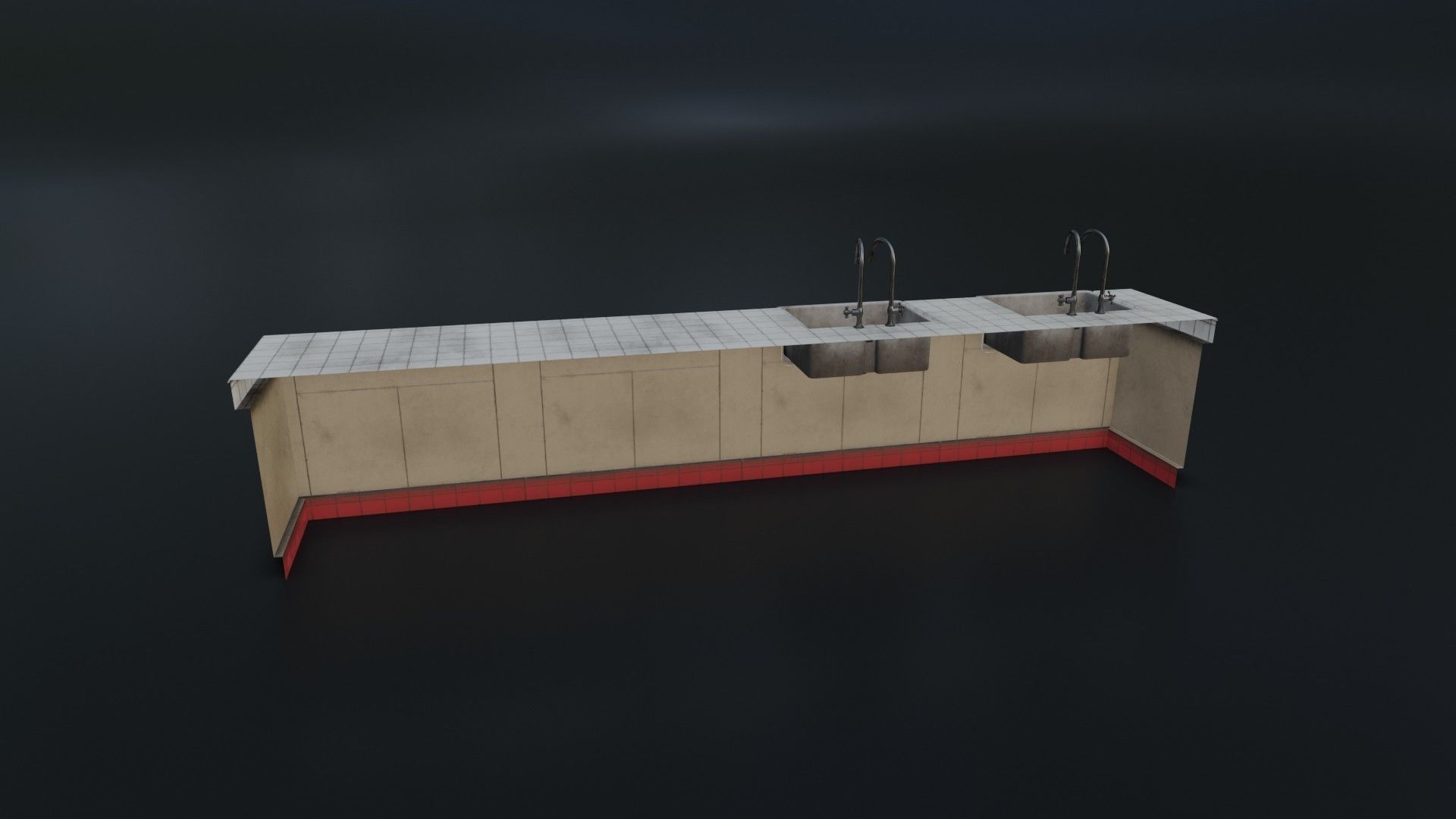 Modular Dirty Kitchen Counter Low-poly 3D model_20