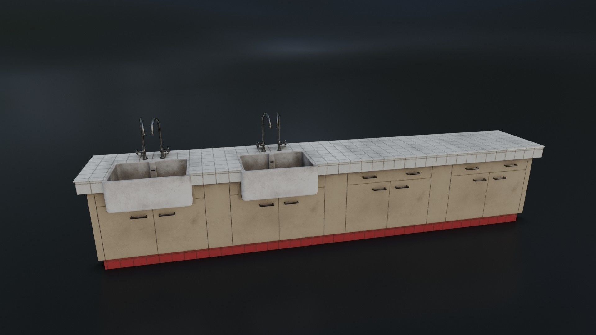 Modular Dirty Kitchen Counter Low-poly 3D model_3