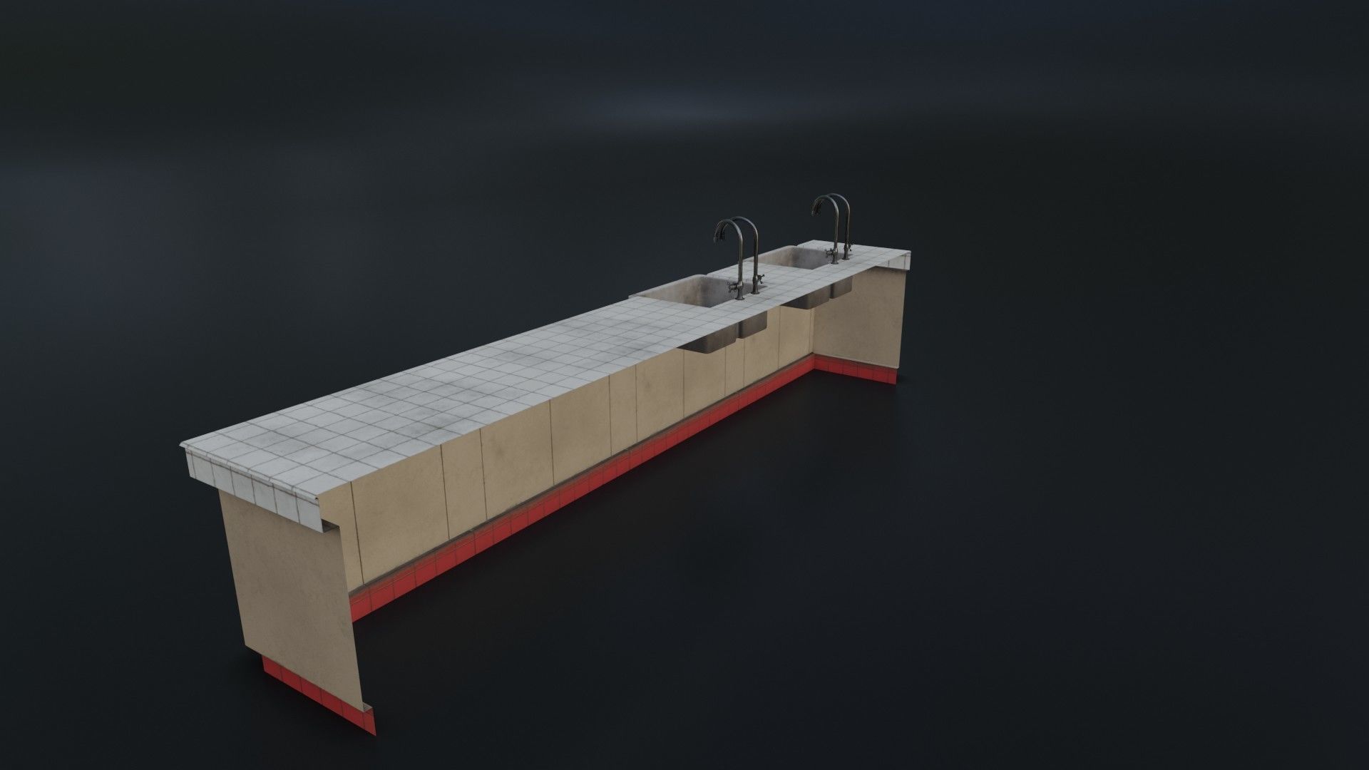 Modular Dirty Kitchen Counter Low-poly 3D model_16