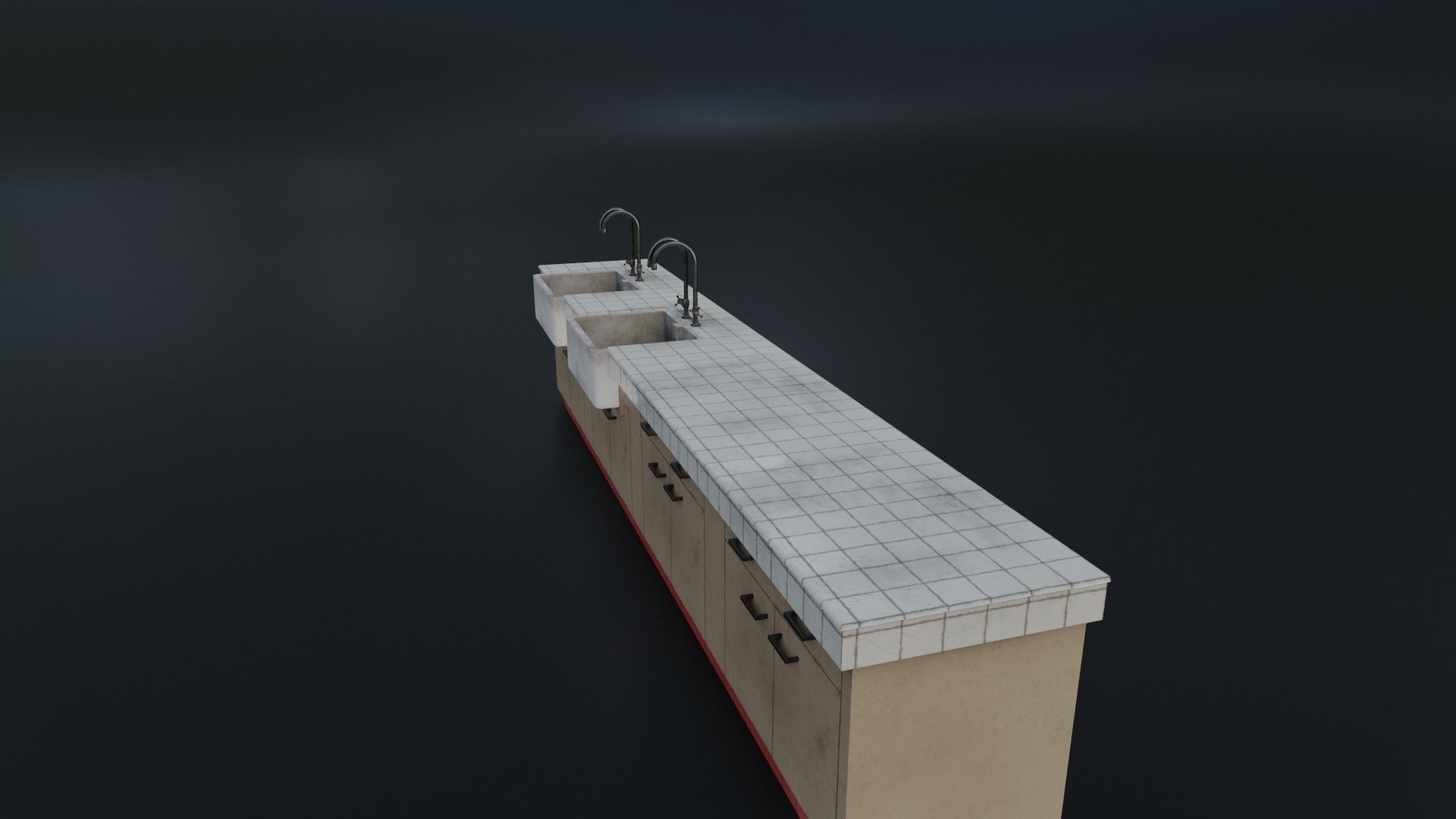 Modular Dirty Kitchen Counter Low-poly 3D model_11