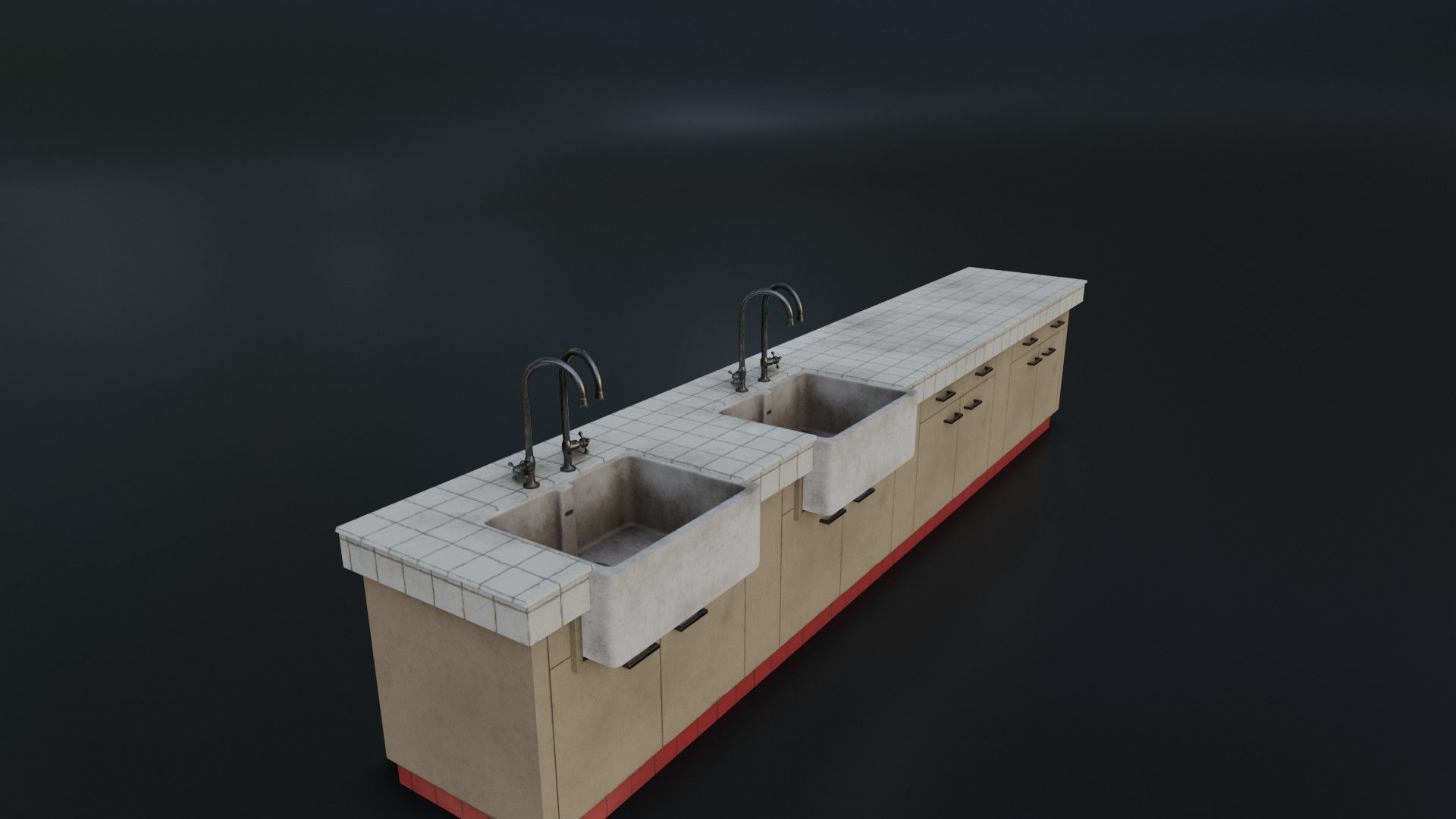 Modular Dirty Kitchen Counter Low-poly 3D model_33