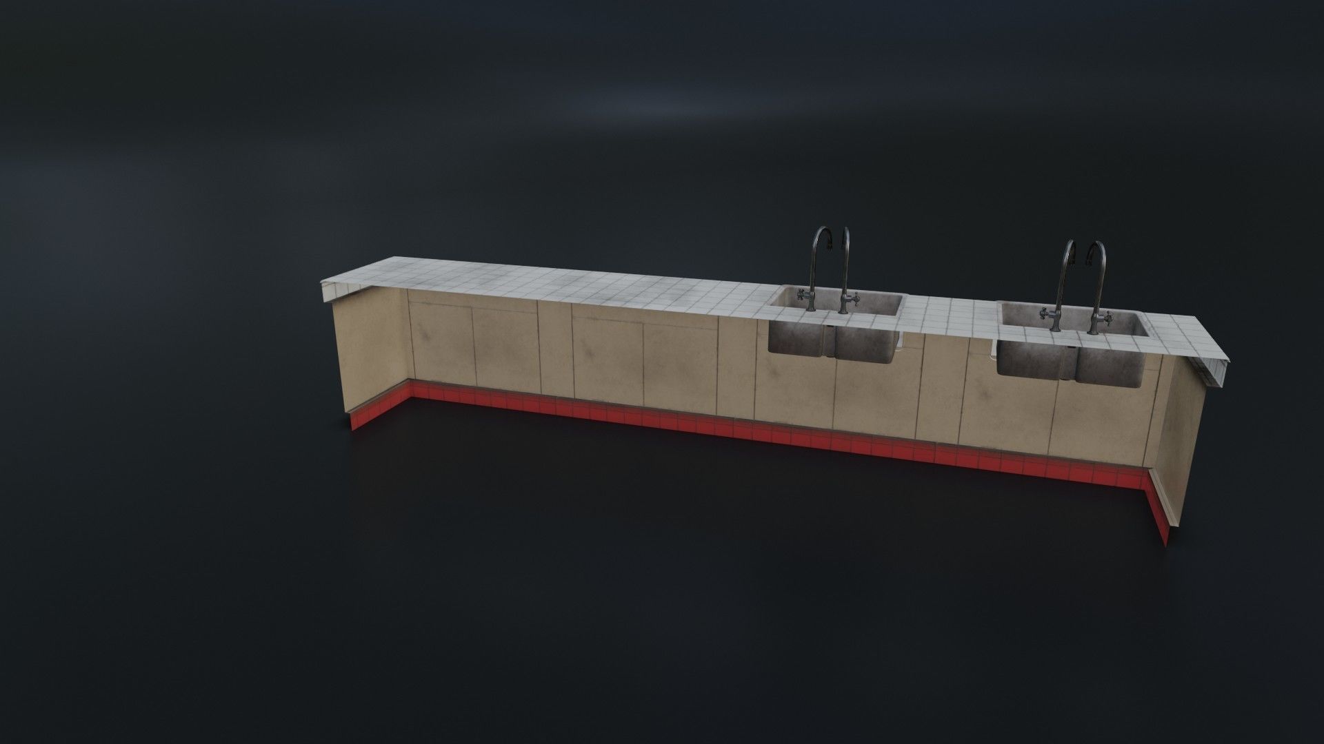 Modular Dirty Kitchen Counter Low-poly 3D model_23