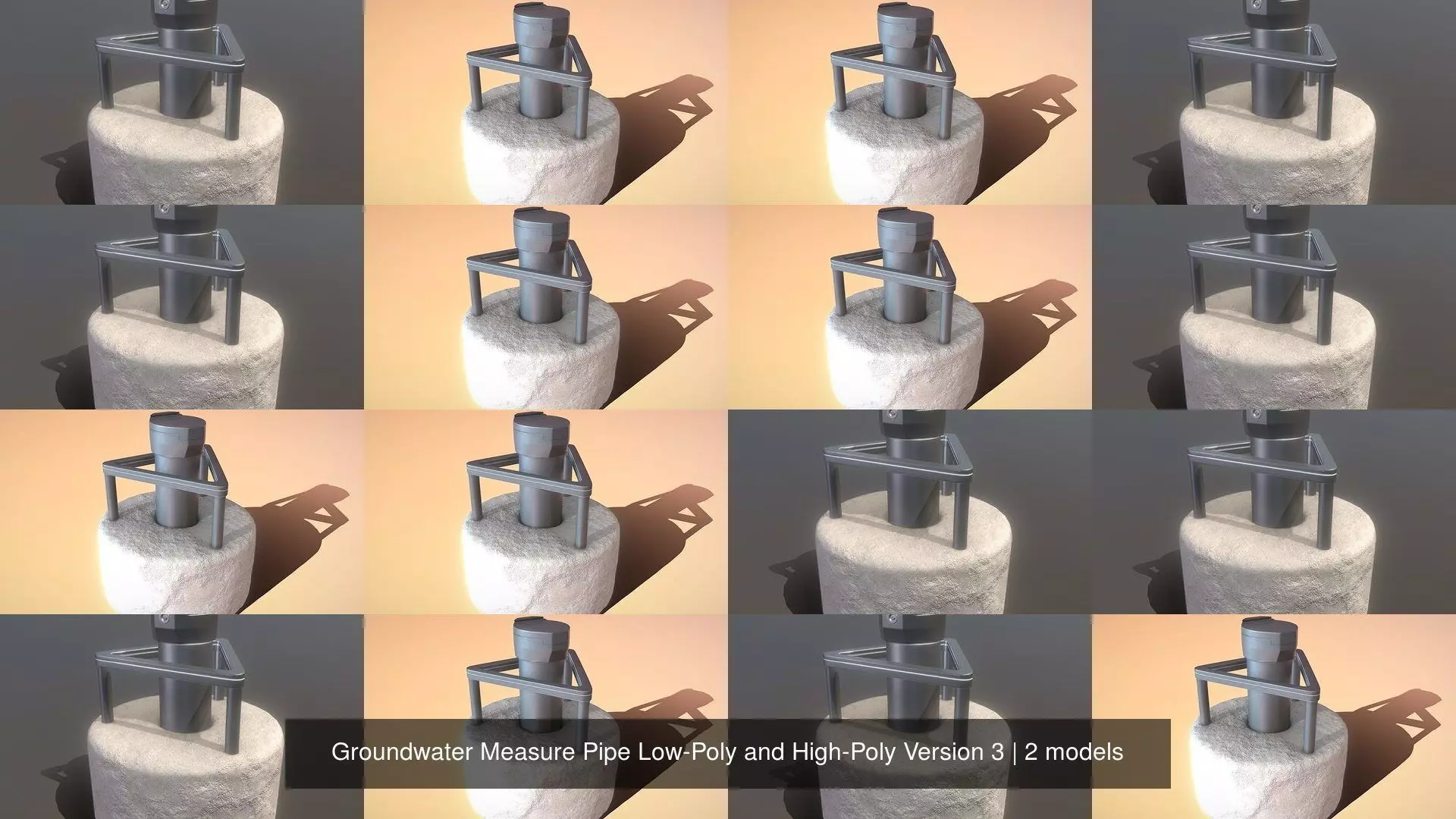 Groundwater Measure Pipe Low-Poly and High-Poly Version 3 3D Model Collection_0
