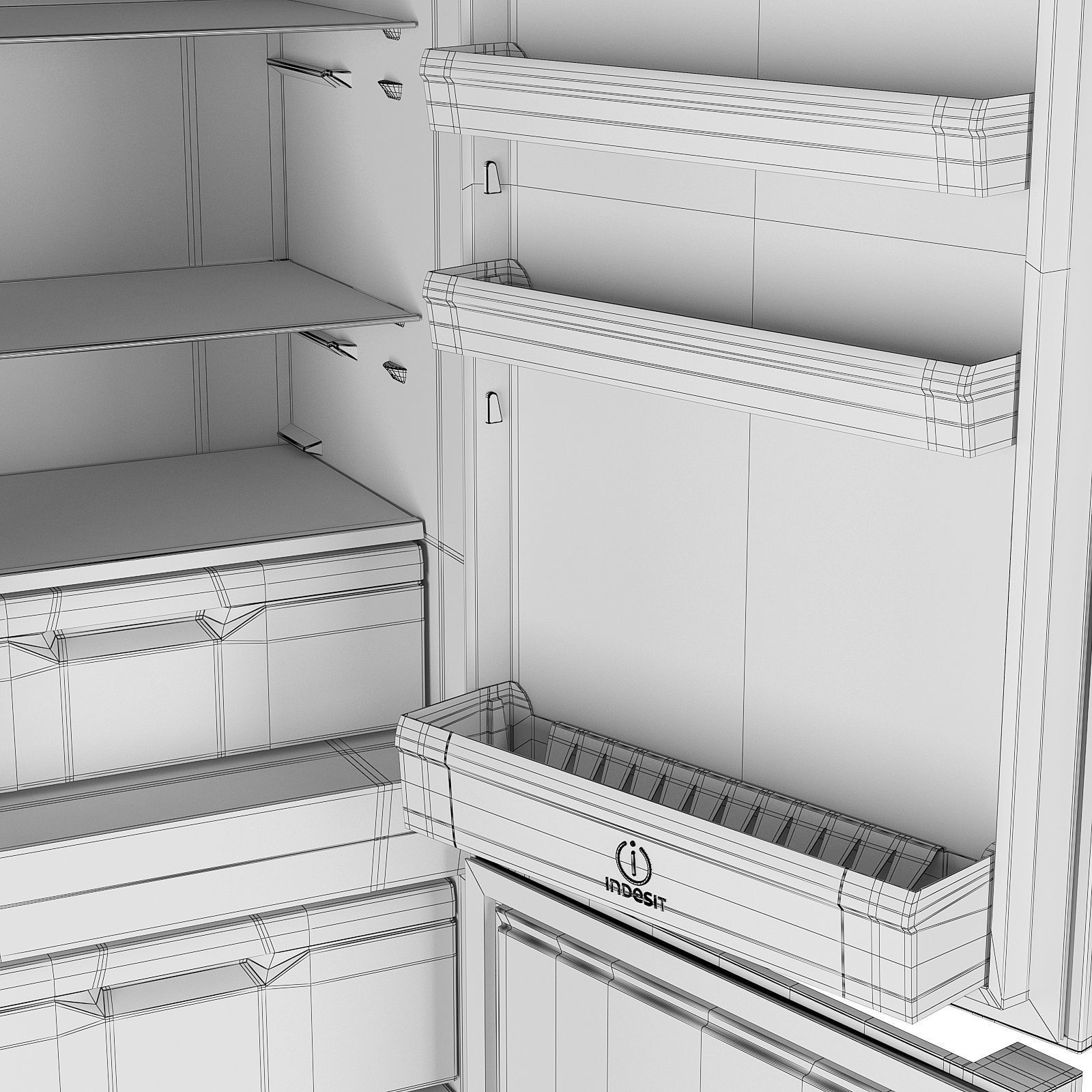 Refrigerator Indesit DF 5200 W opening 3D model_16