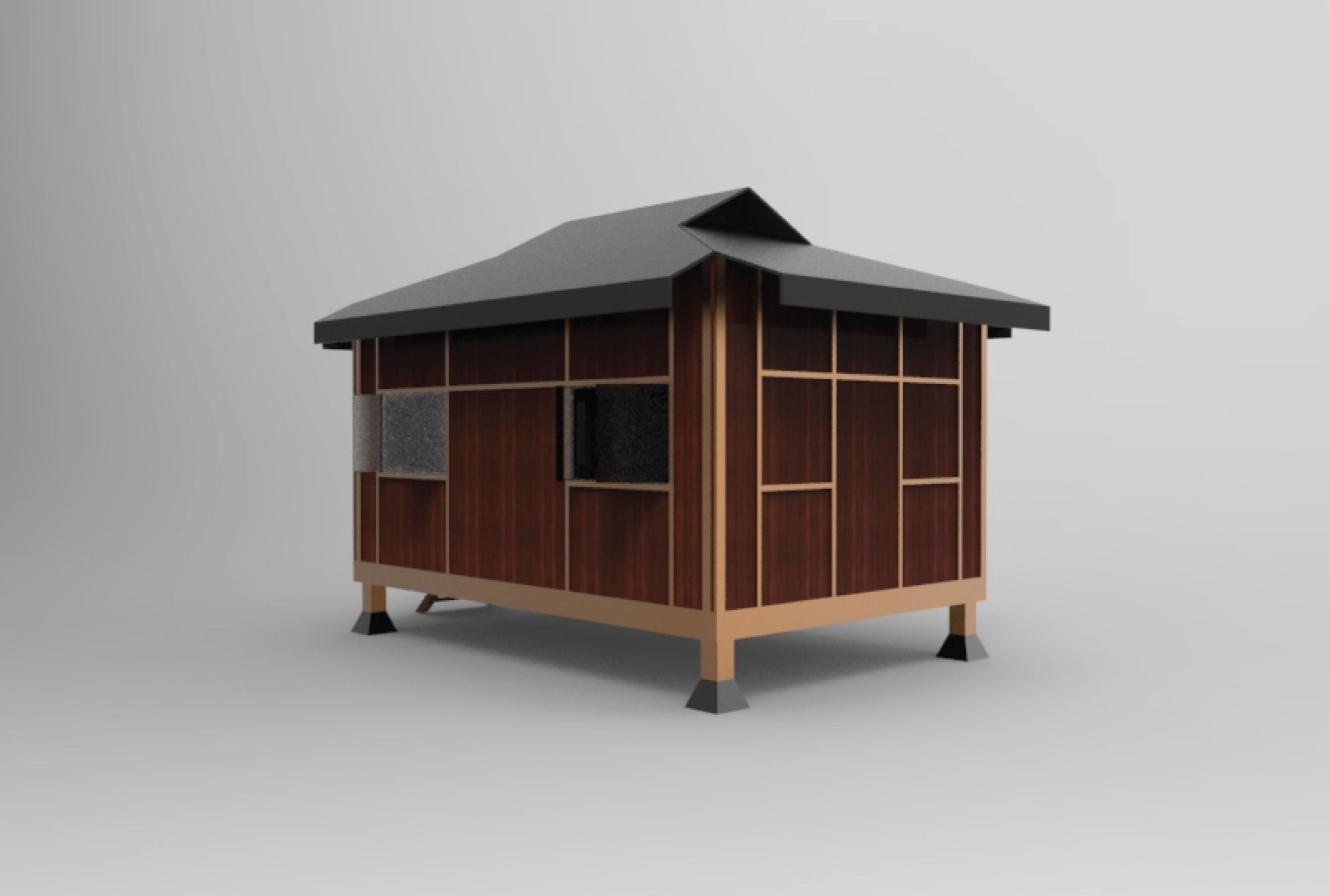 3D Shelter Rumah Melayu Limas Low-poly 3D model_1