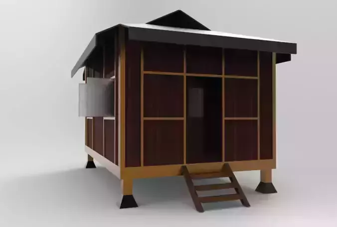 3D Shelter Rumah Melayu Limas Low-poly 3D model