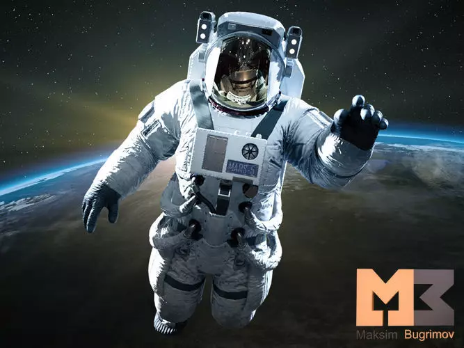 Astronaut in space Low-poly 3D model_0