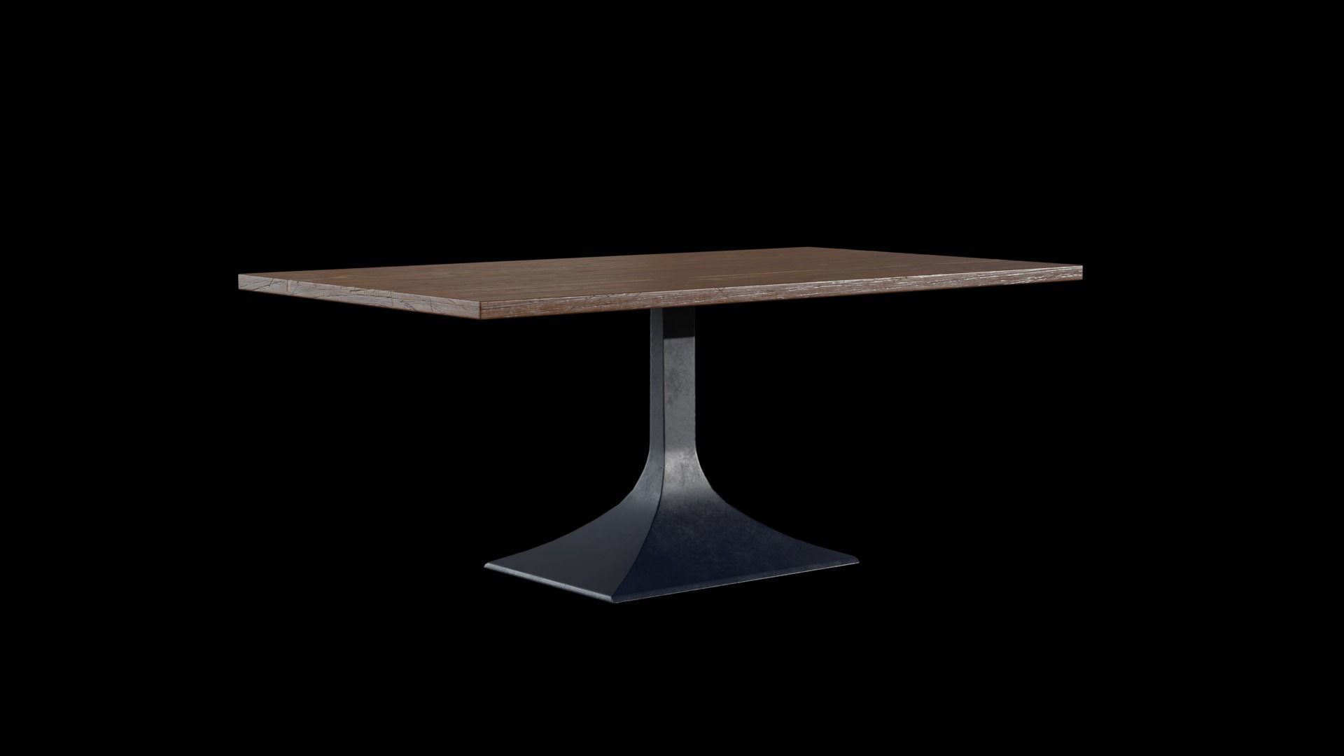 Hector Dining Table walnut wood Low-poly 3D model_3