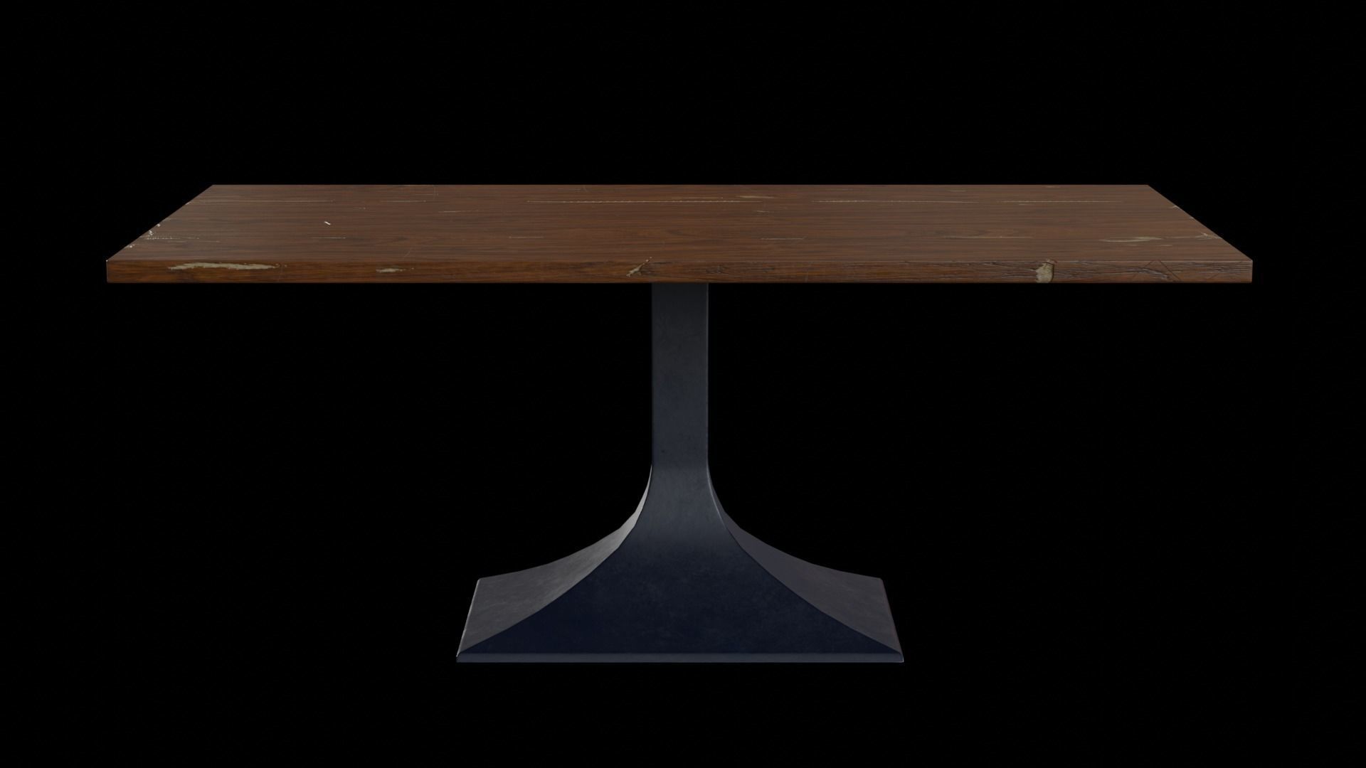 Hector Dining Table walnut wood Low-poly 3D model_1