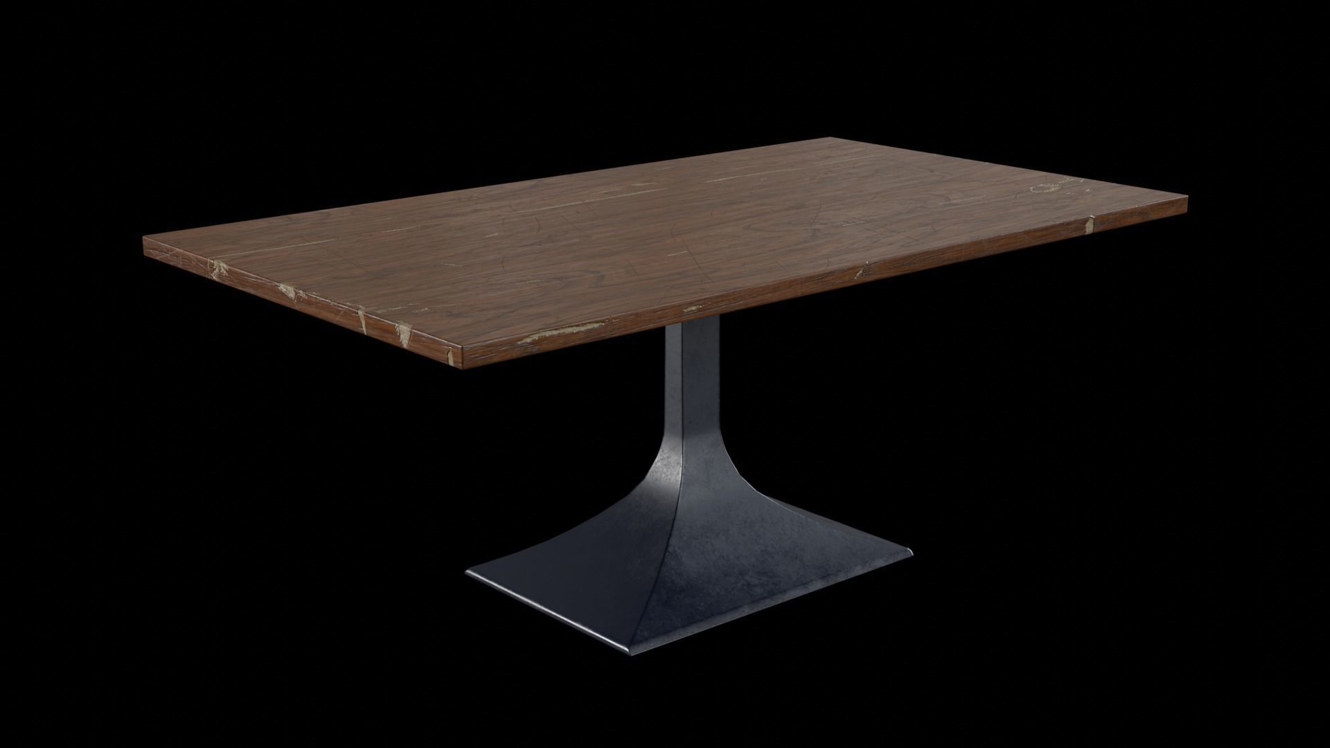 Hector Dining Table walnut wood Low-poly 3D model_5
