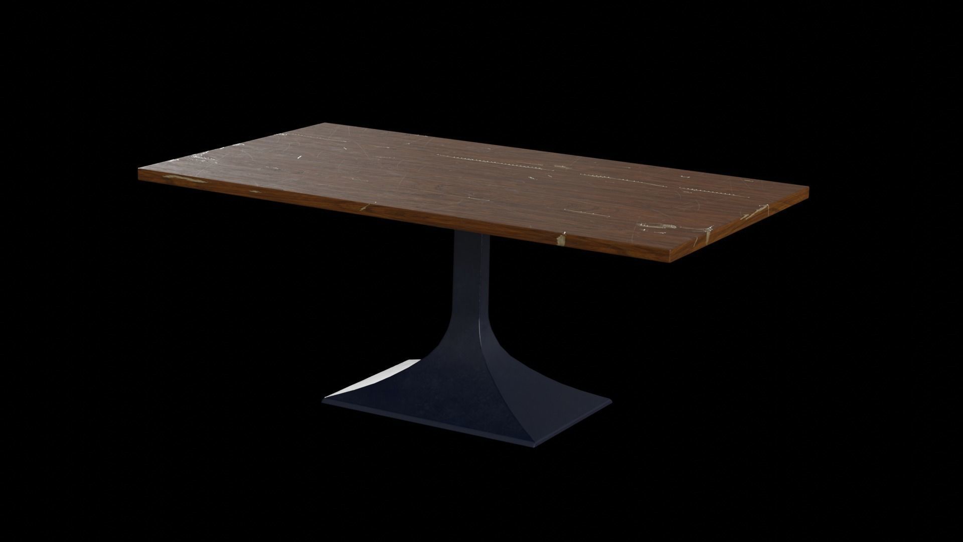 Hector Dining Table walnut wood Low-poly 3D model_2