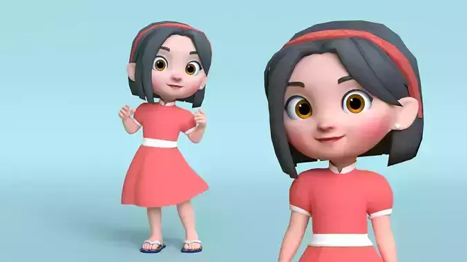 Mini Cartoon Character Low-poly 3D model