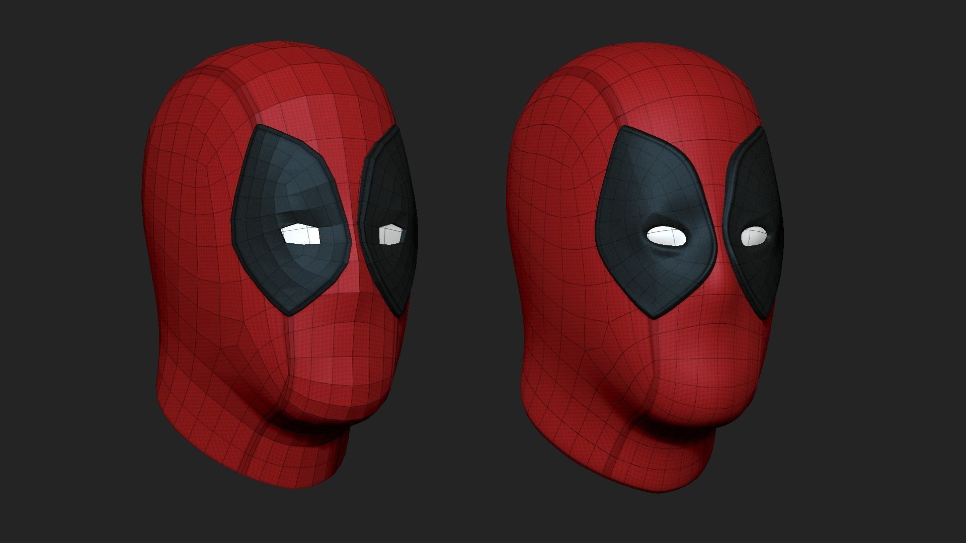 Deadpool Mask - Character Design - Marvel Hero Low-poly 3D model_11