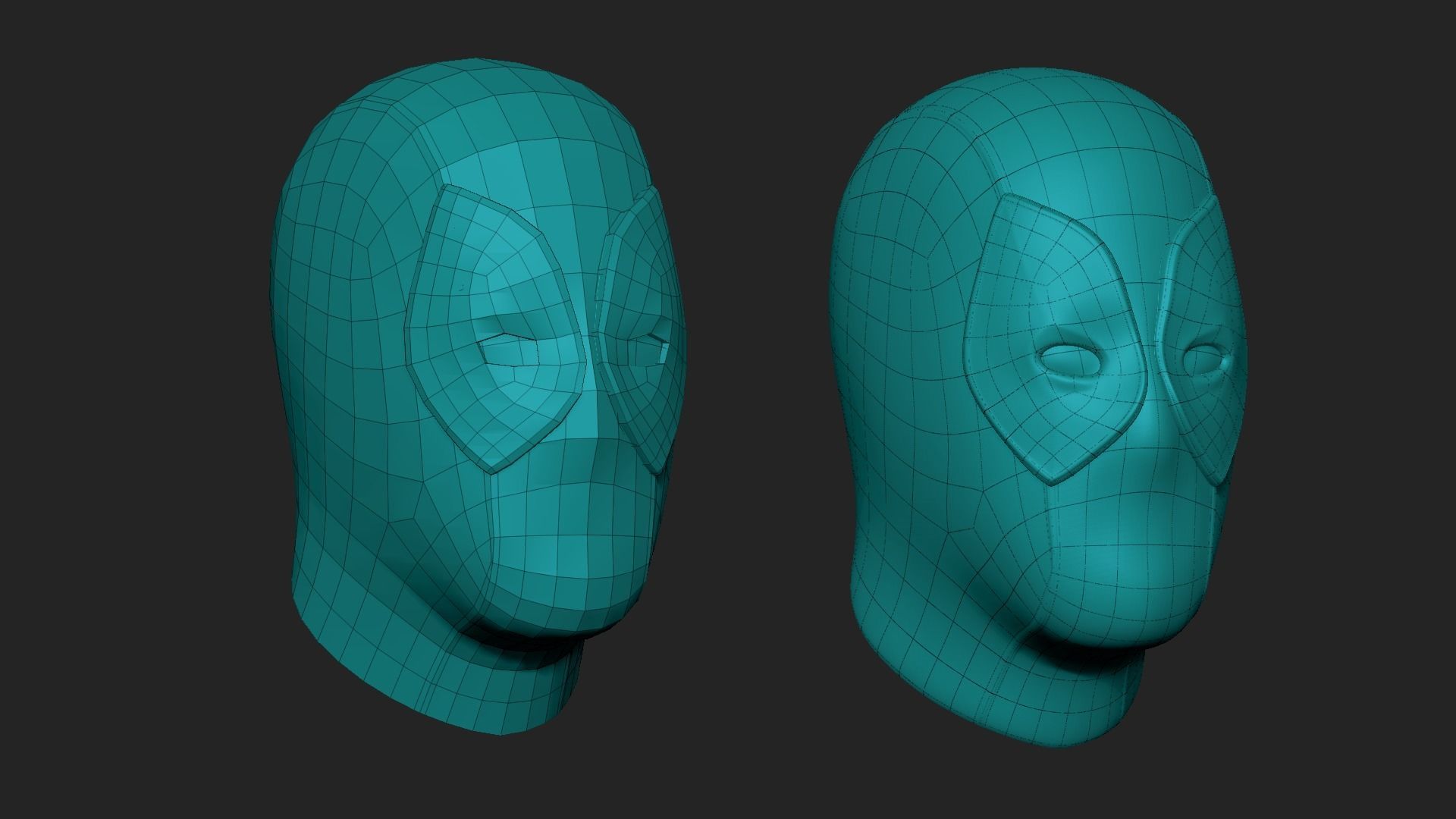 Deadpool Mask - Character Design - Marvel Hero Low-poly 3D model_12