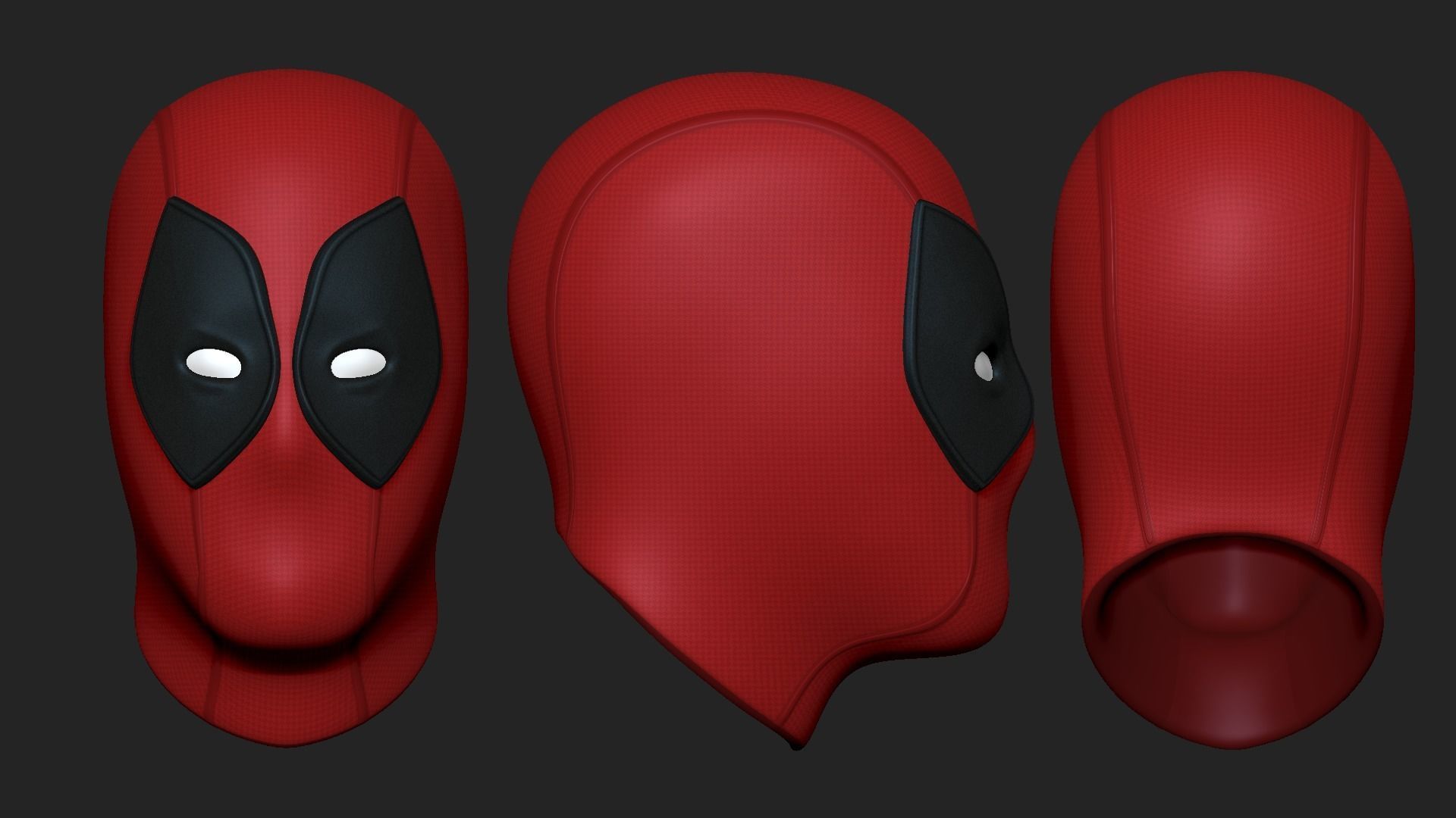 Deadpool Mask - Character Design - Marvel Hero Low-poly 3D model_8