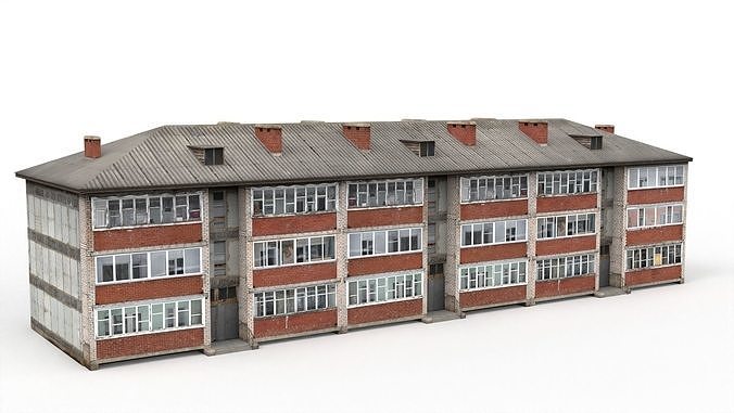 3 Storey Residential Building Low-poly 3D model
