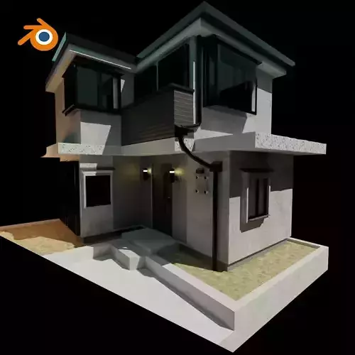 Japan modern house  Low-poly 3D model