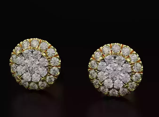 Earrings with diamonds imitation stone 602 3D print model