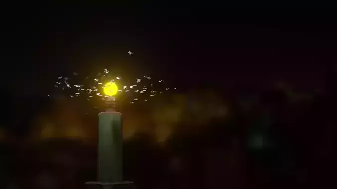 Rust Street Lamp with Moths 3D model